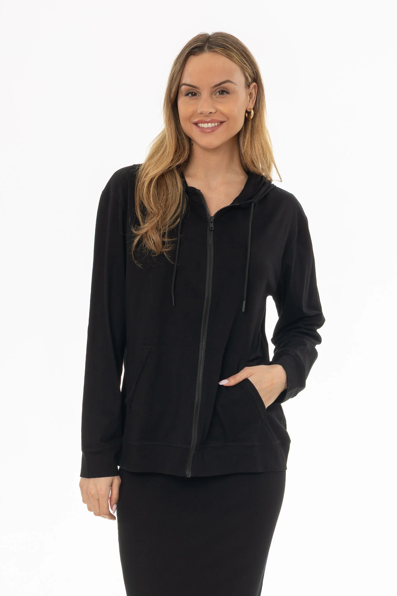 Black Oversized Zip Up Hoodie - Image 2