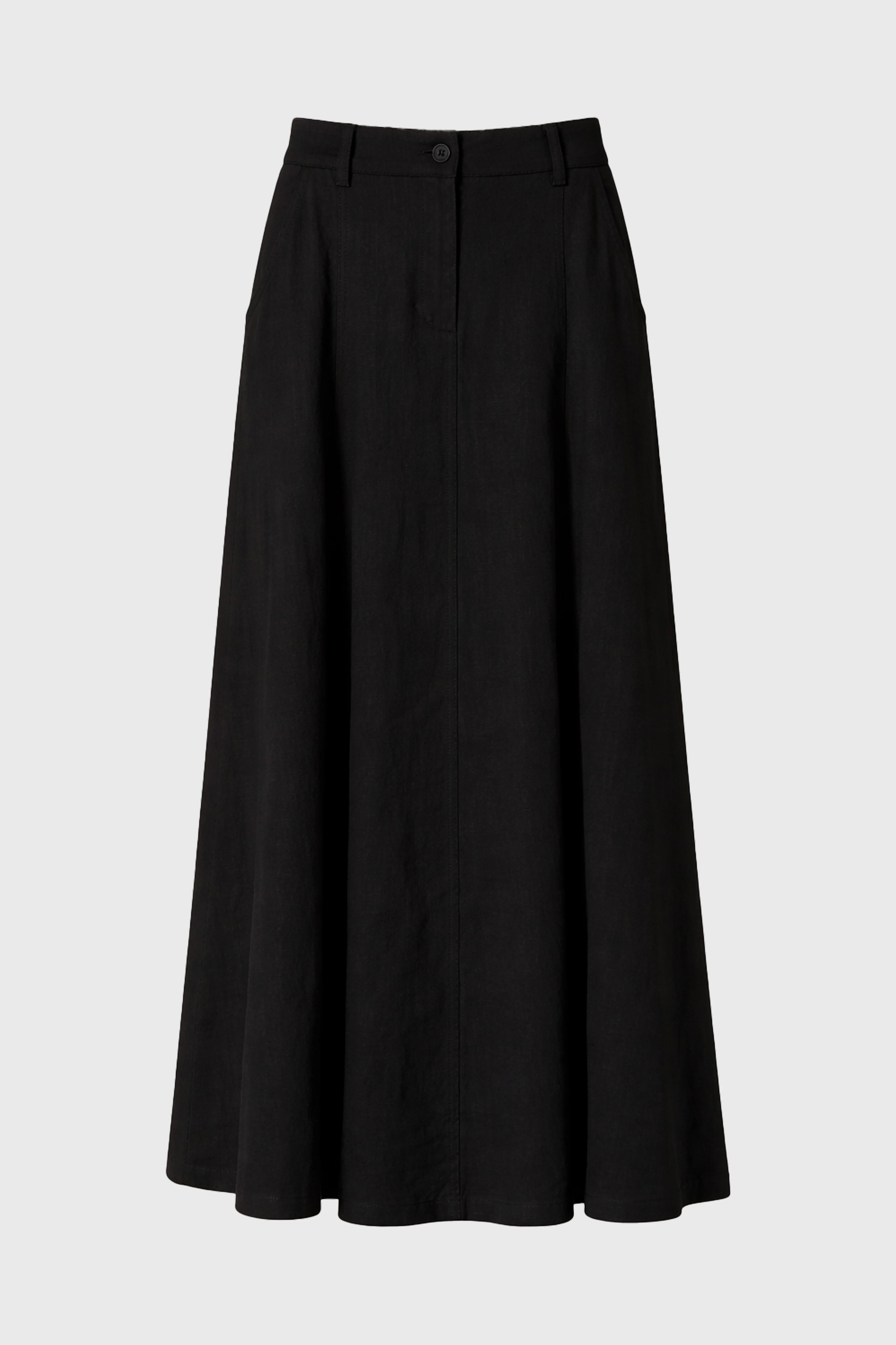 Black Paneled Linen Feel Maxi Skirt - Image 6