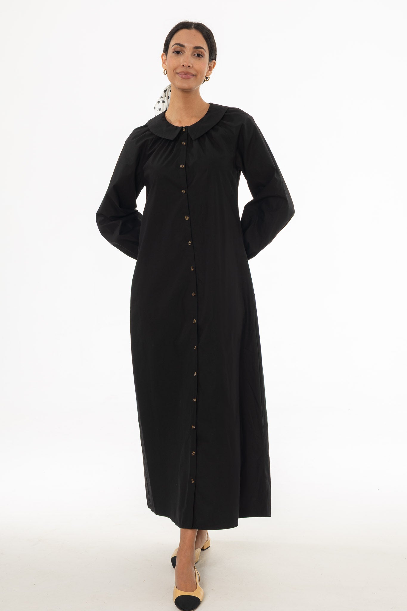 Black Peter Pan Collar Shirt Dress - Image 5