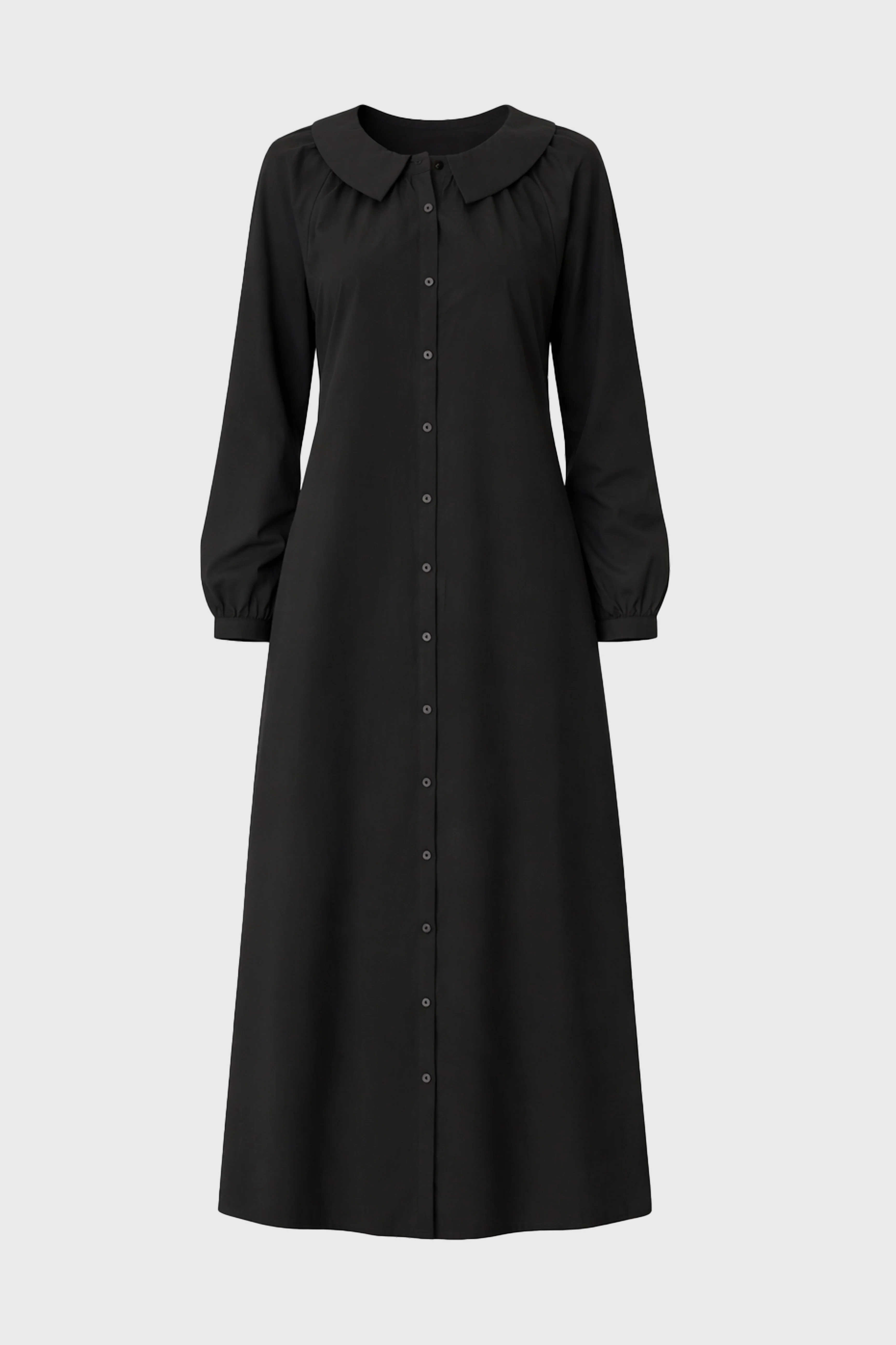Black Peter Pan Collar Shirt Dress - Image 6