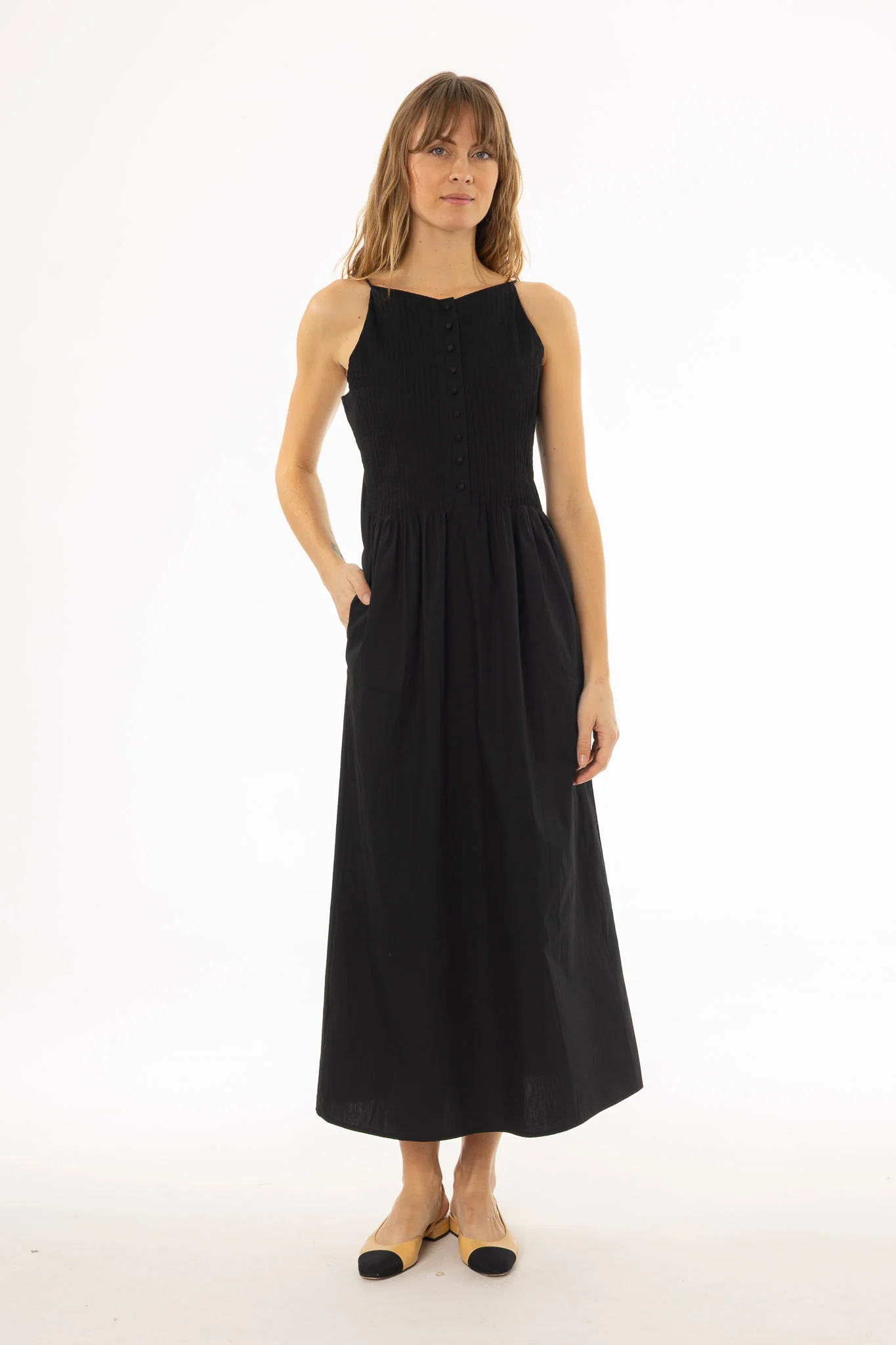 Black Pintuck Cotton Maxi Jumper - Image 2