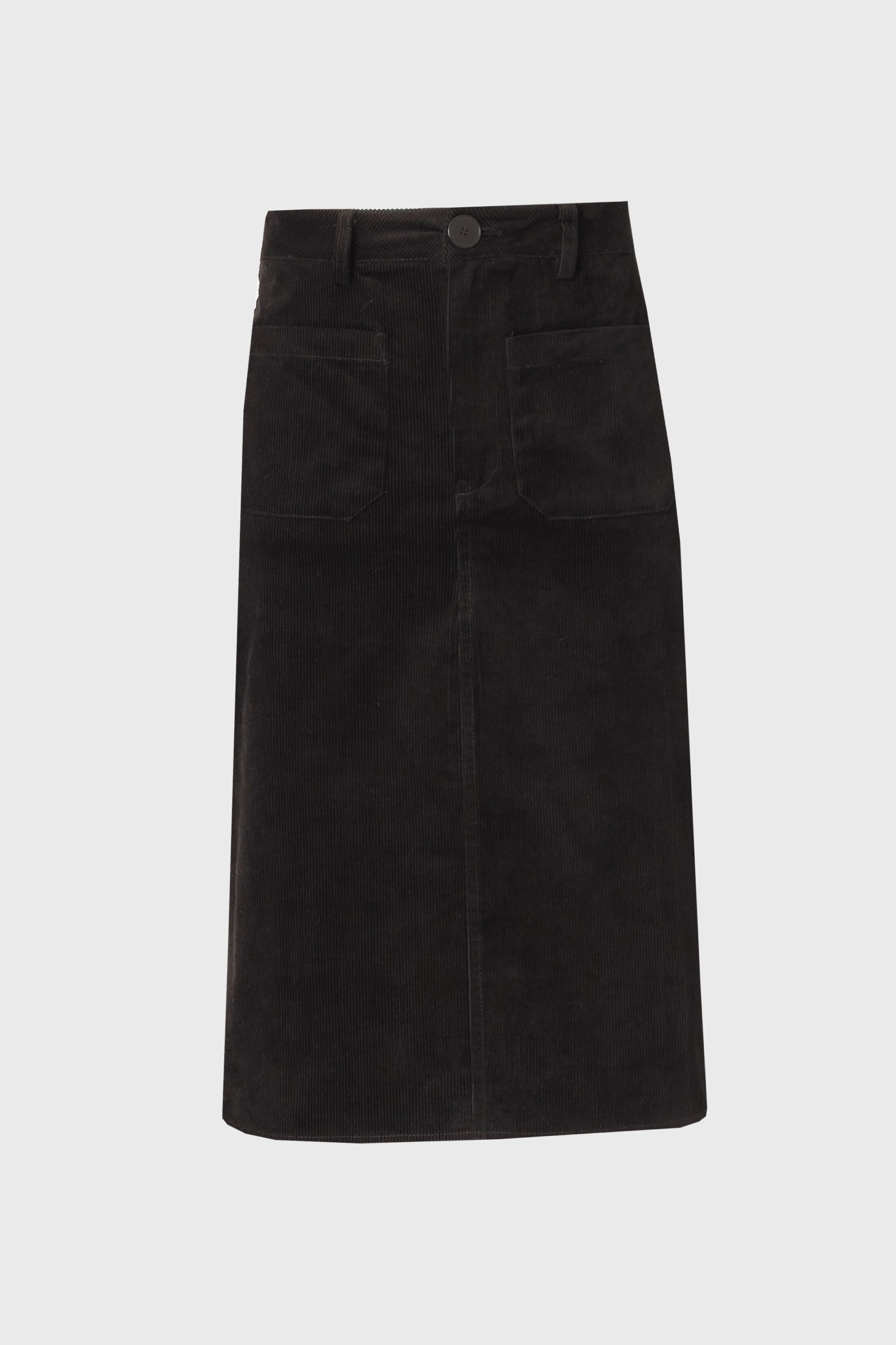 Black Pocket Corduroy Pencil Skirt - Image 6