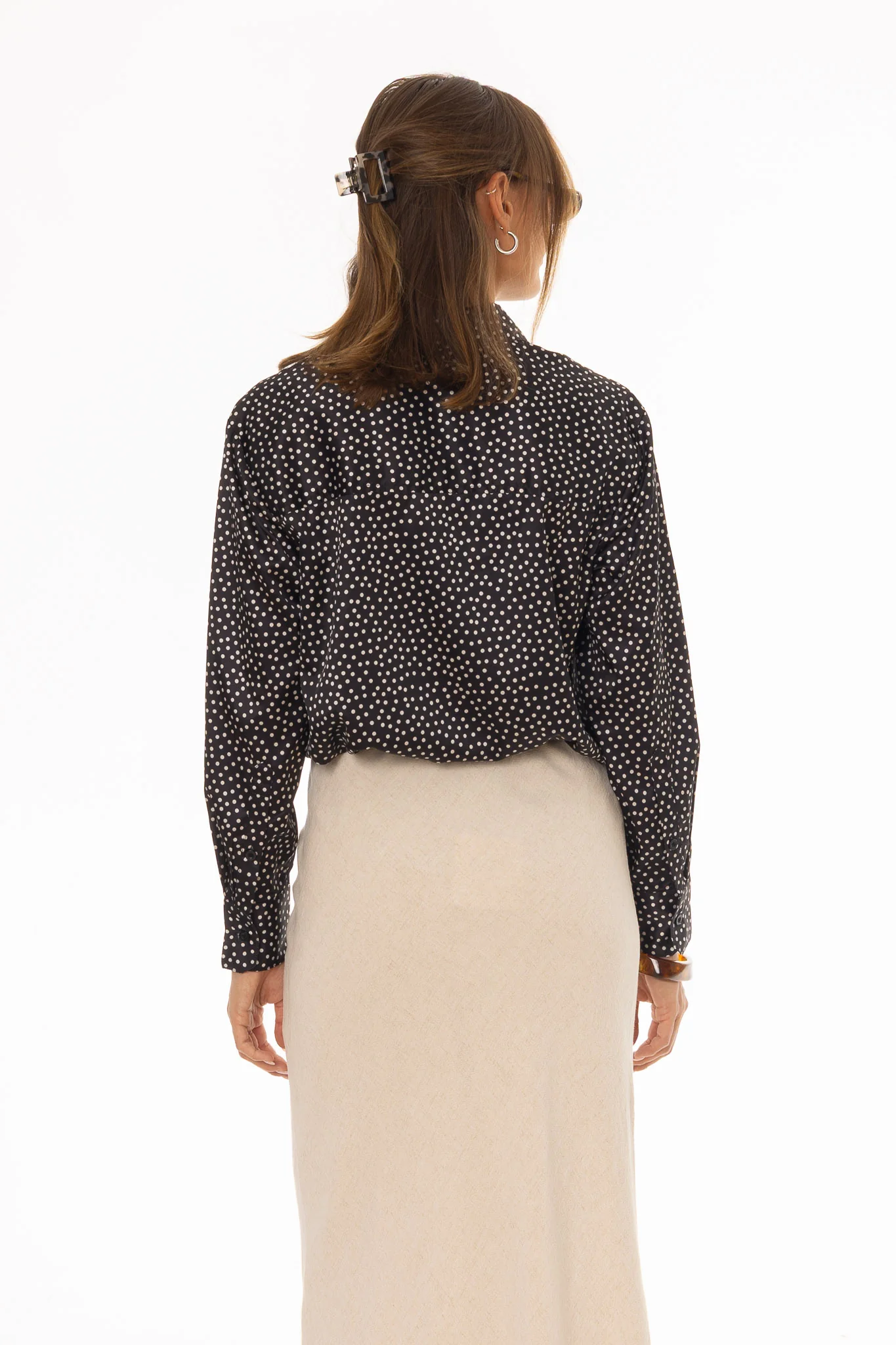Black Polka Dot Printed Blouse - Image 4