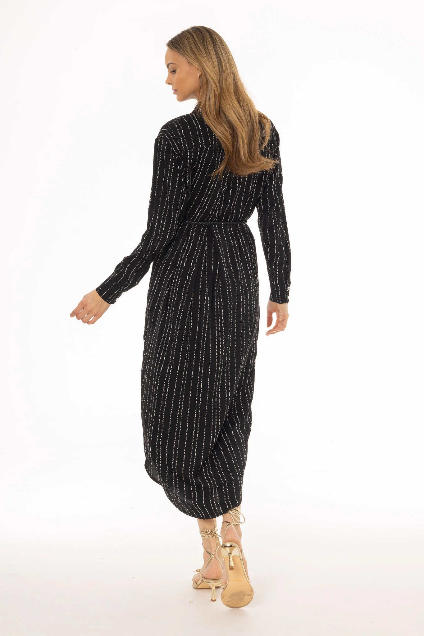Black Printed Shirt Maxi Dress - Image 4