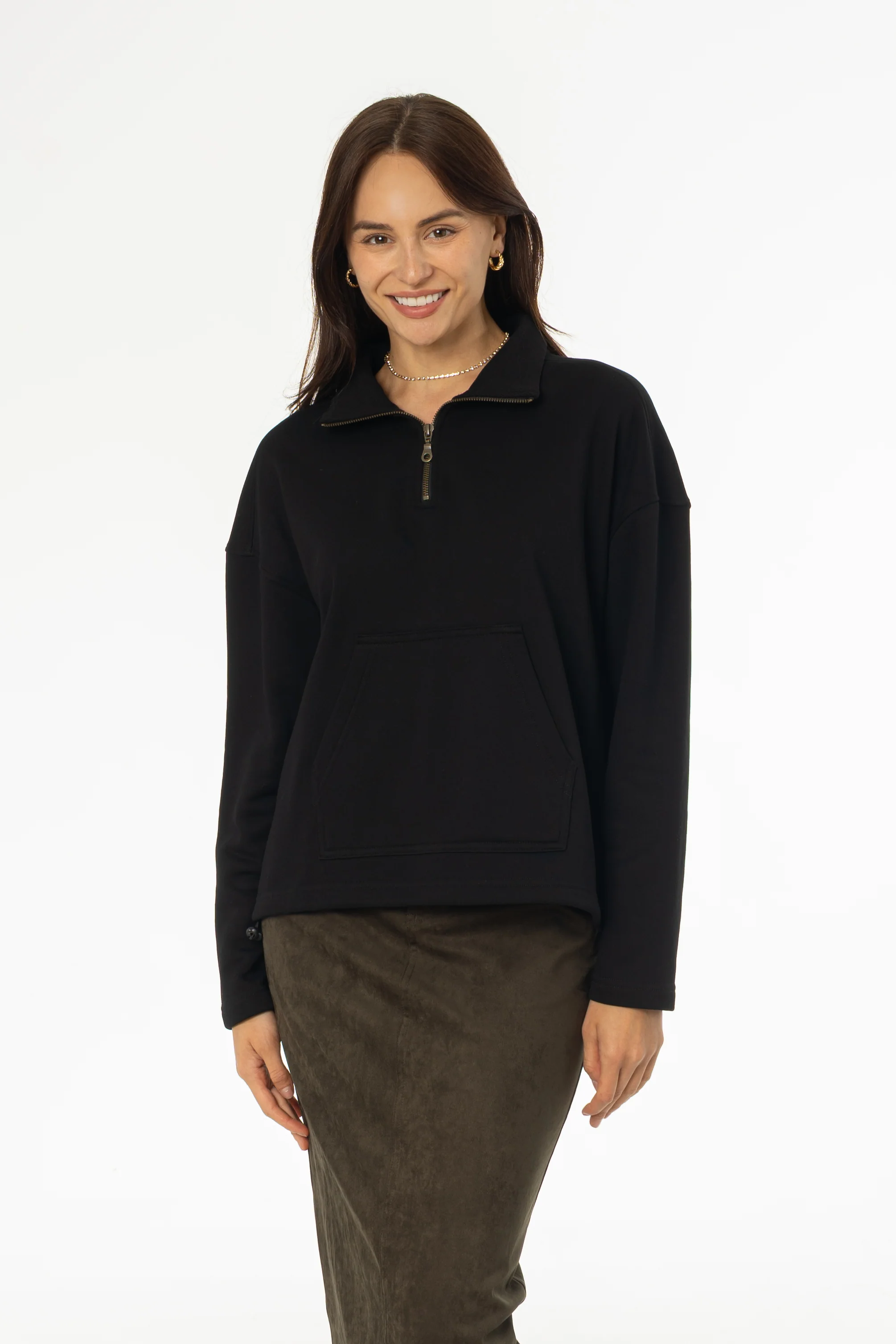 Black Quarter Zip Sweater