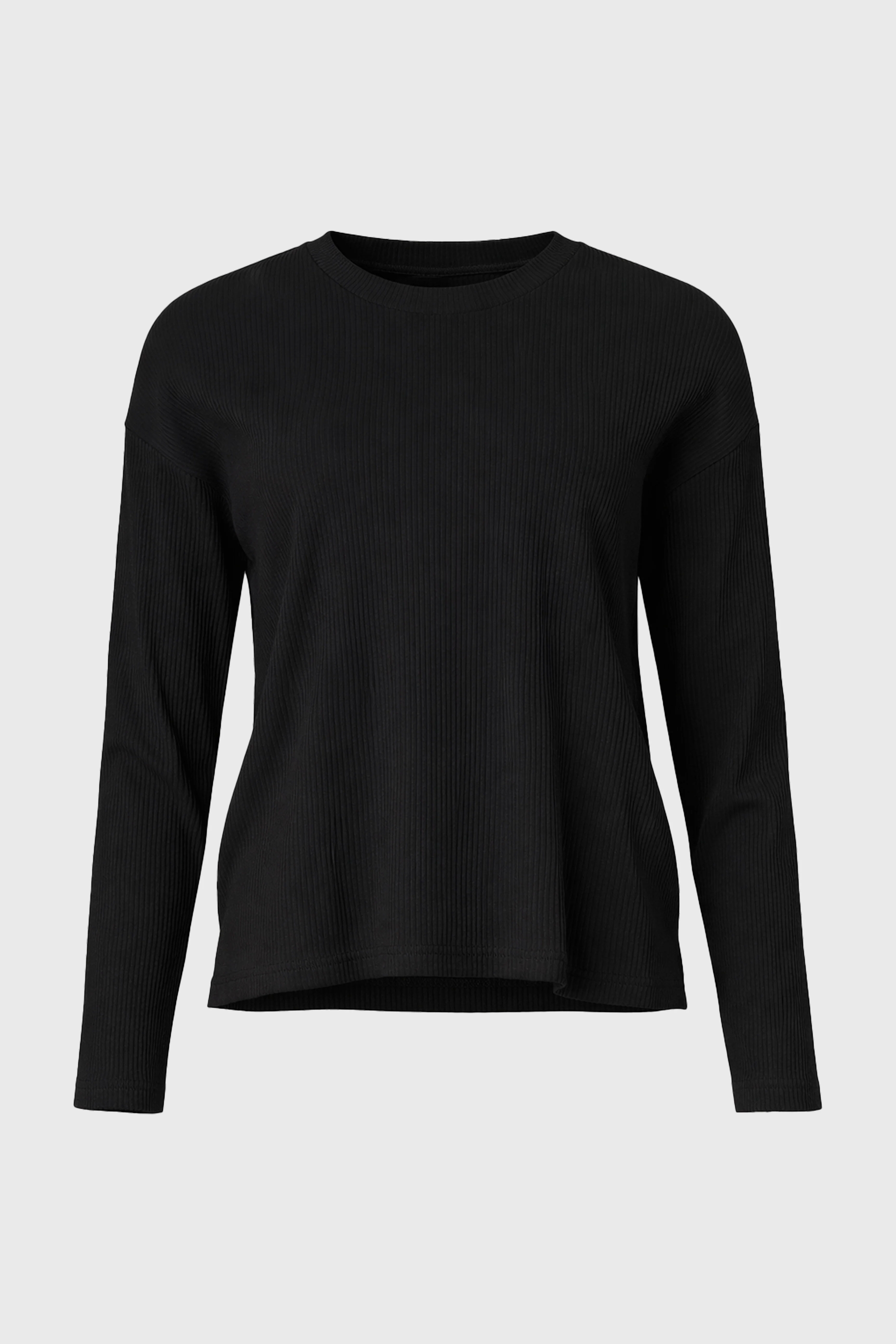 Black Ribbed Dolman Sleeve T-Shirt - Image 6