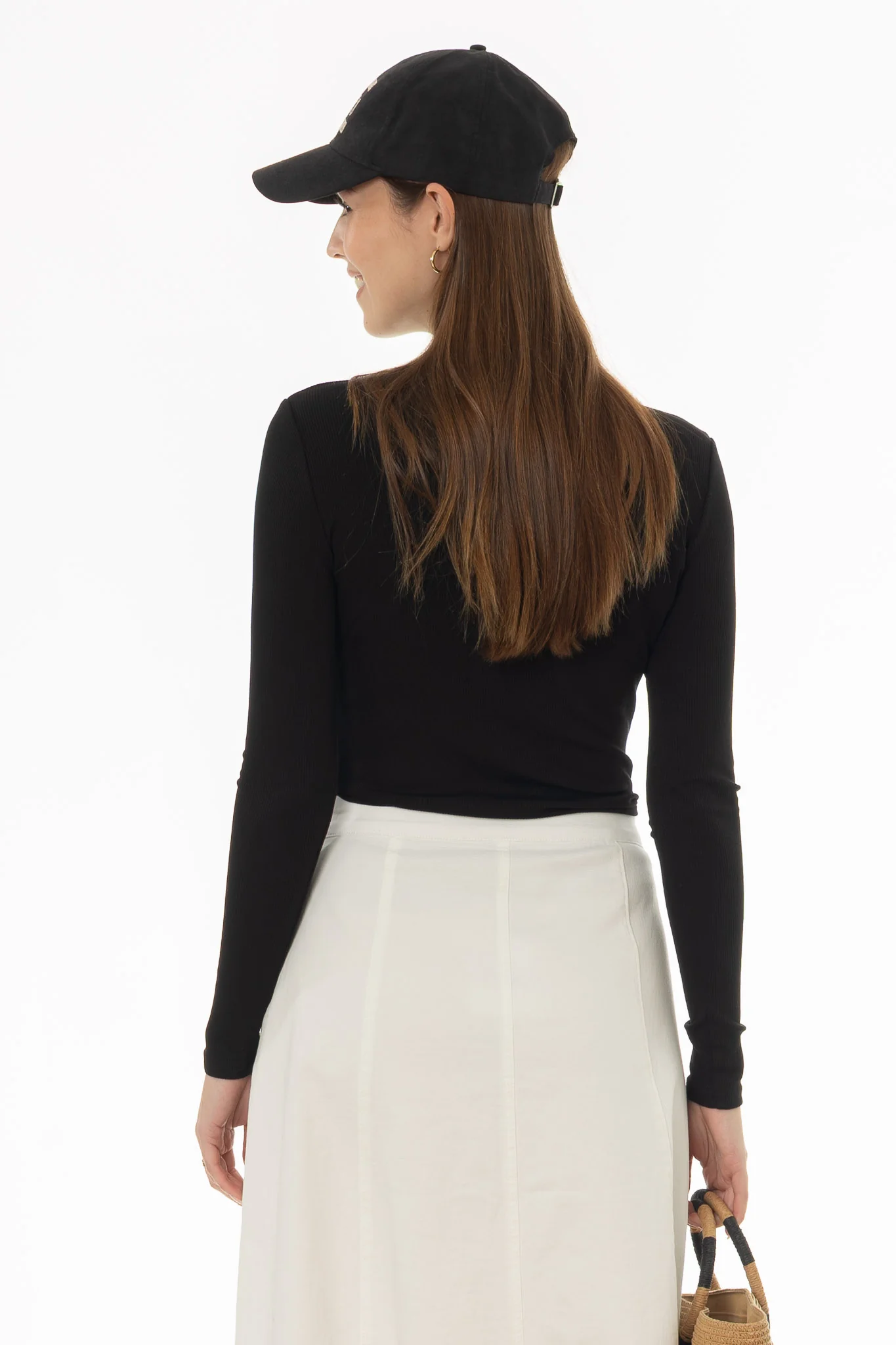 Black Ribbed Faux Wrap T-Shirt - Image 4
