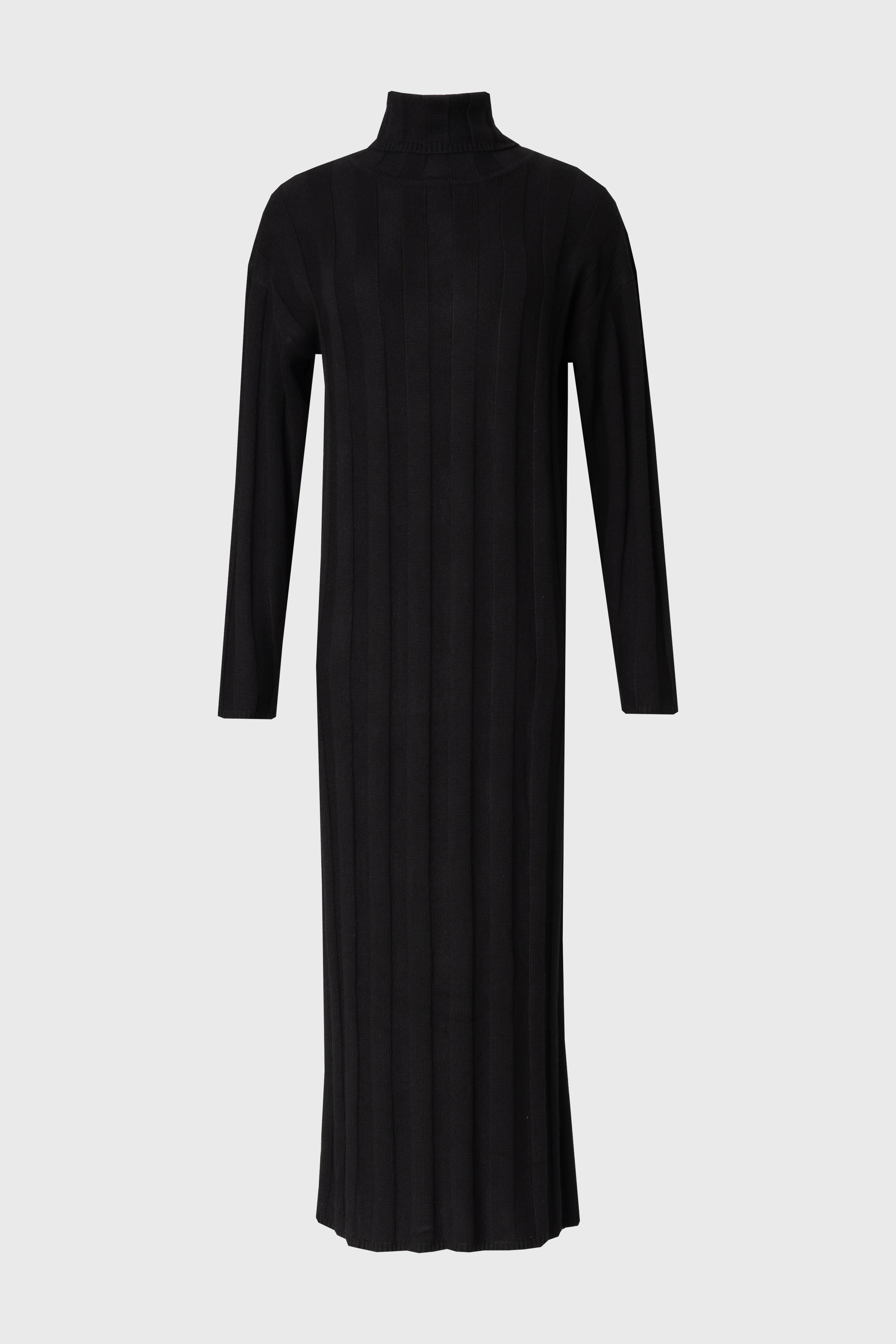 Black Ribbed Knit Turtleneck Maxi Dress - Image 6