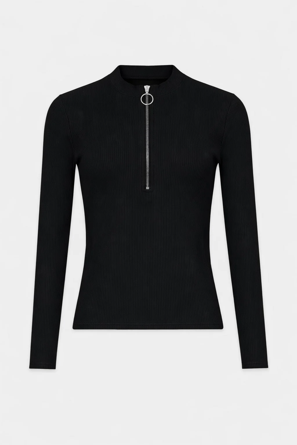 Black Ribbed Zipper Top - Image 6