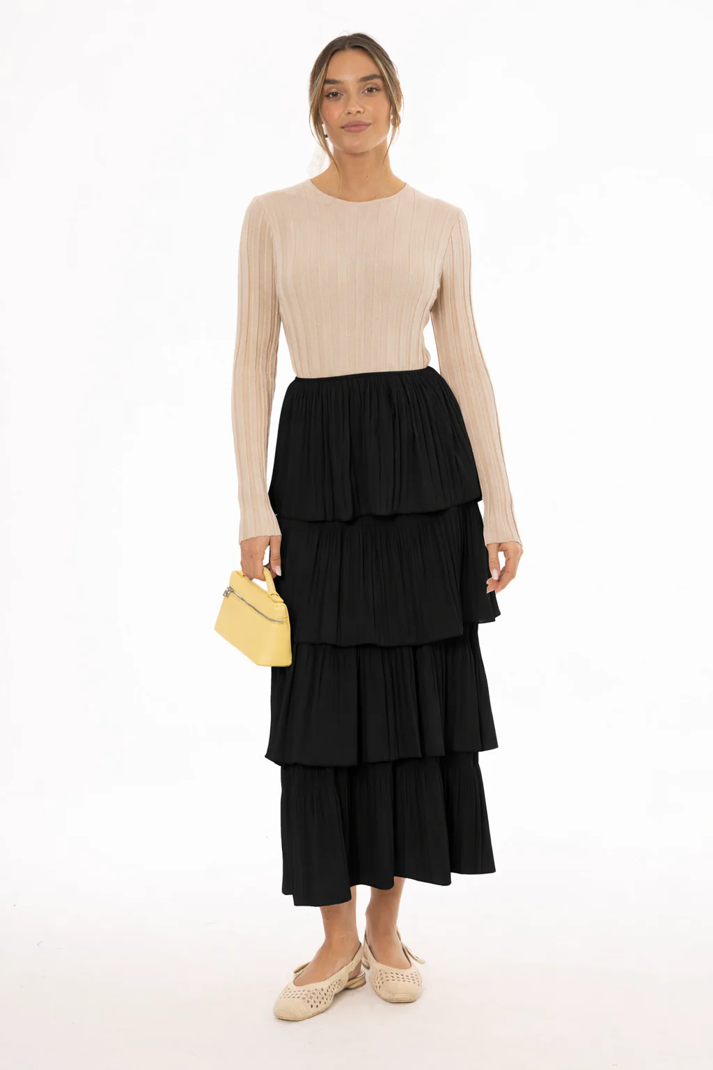 Black Ruffle Maxi Skirt