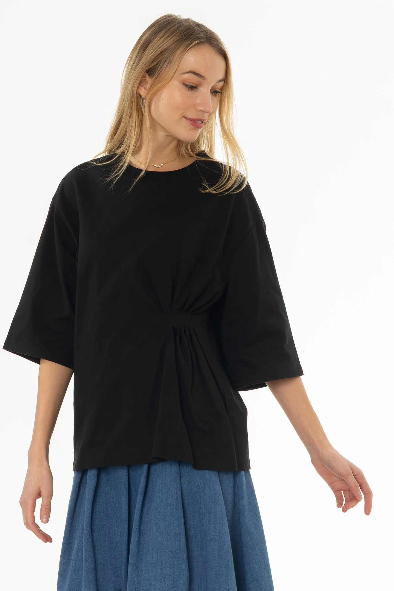 Black Side Cinched T-Shirt