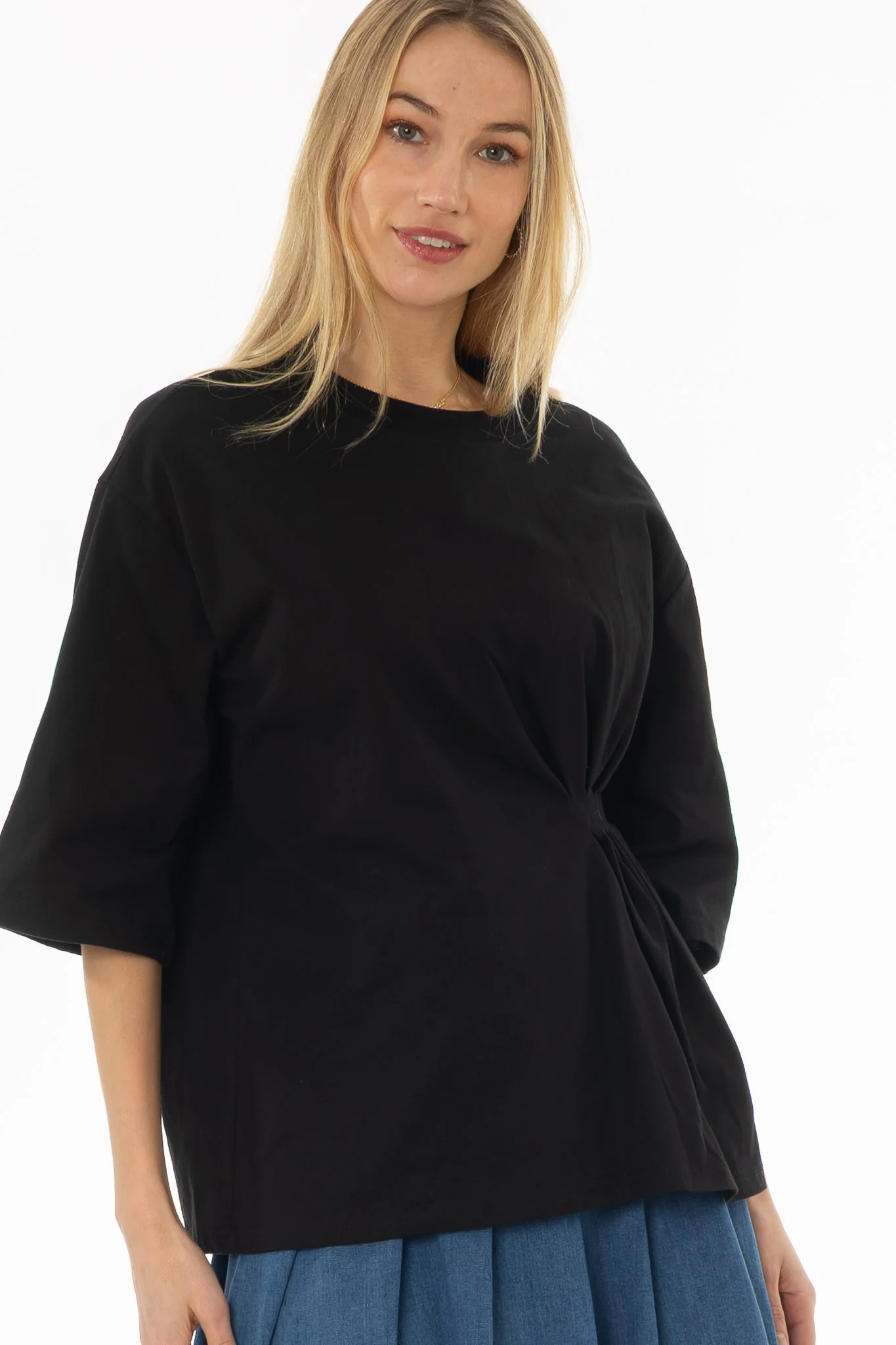 Black Side Cinched T-Shirt - Image 3