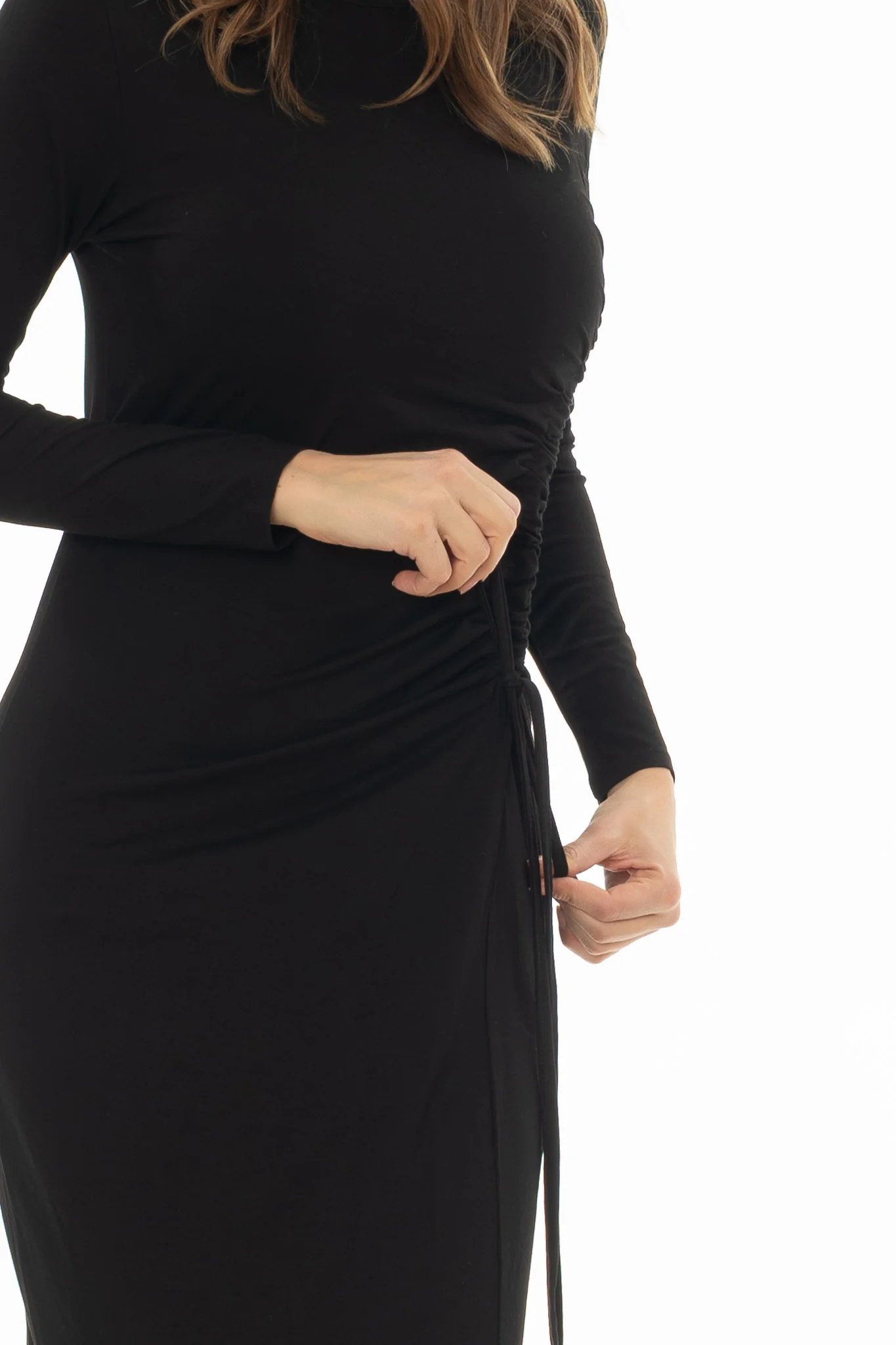 Black Side Ruched Maxi Dress - Image 2