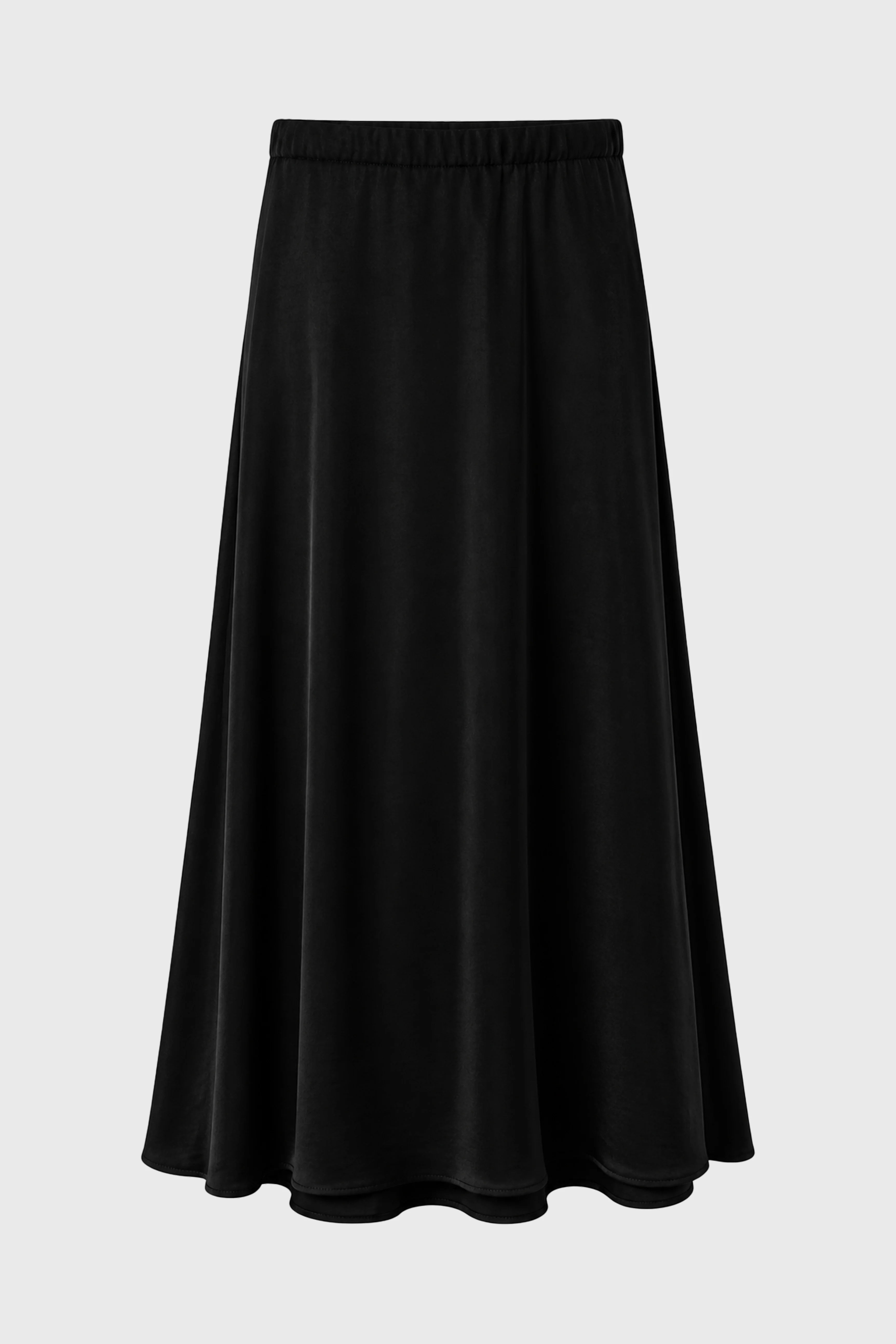Black Silk Feel Flare Maxi Skirt - Image 6