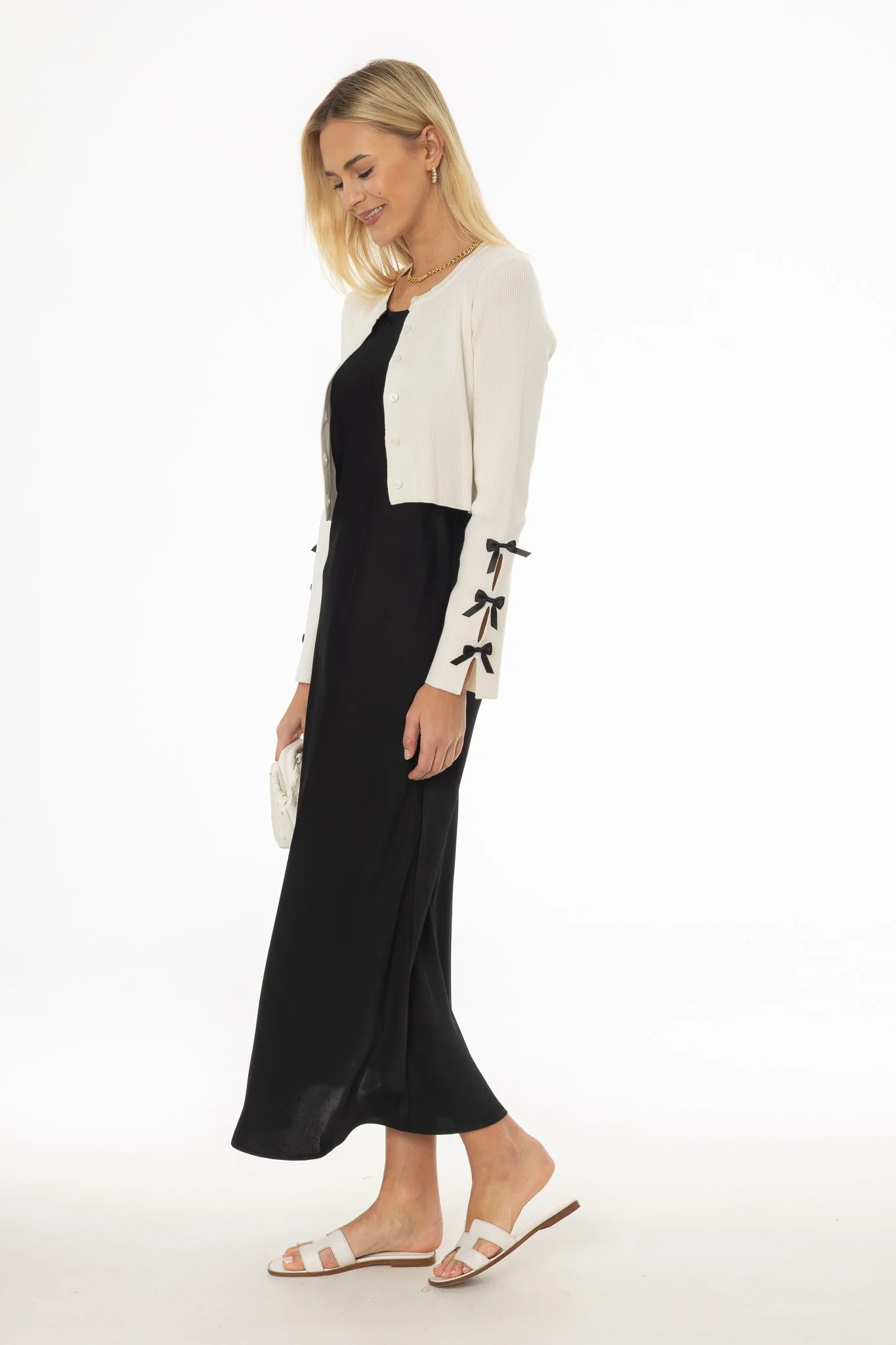 Black Silk Feel Slip Dress - Image 3