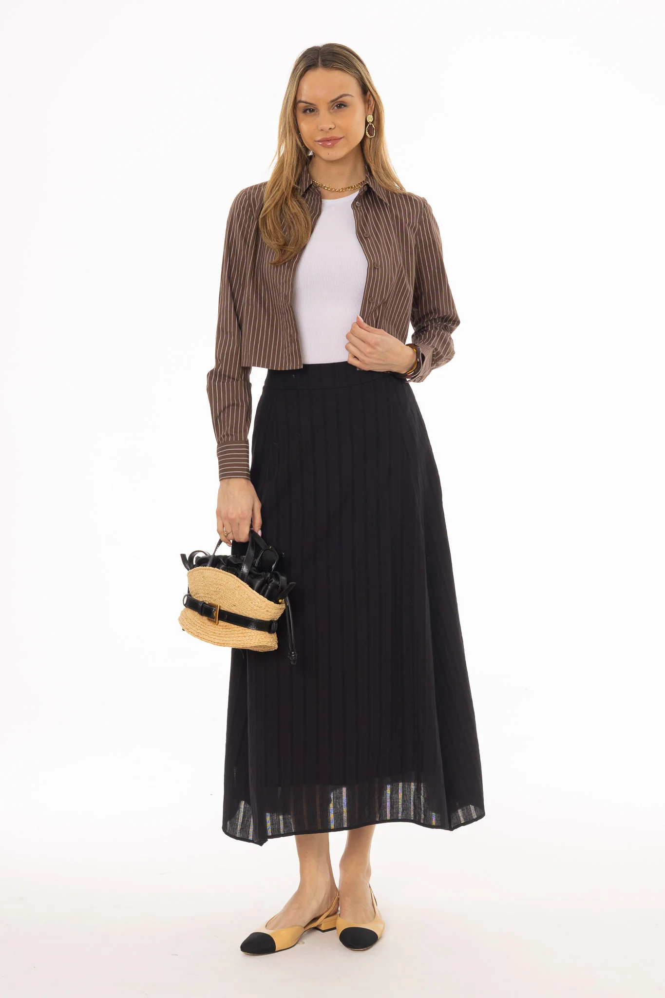 Black Striped Maxi Skirt - Image 5