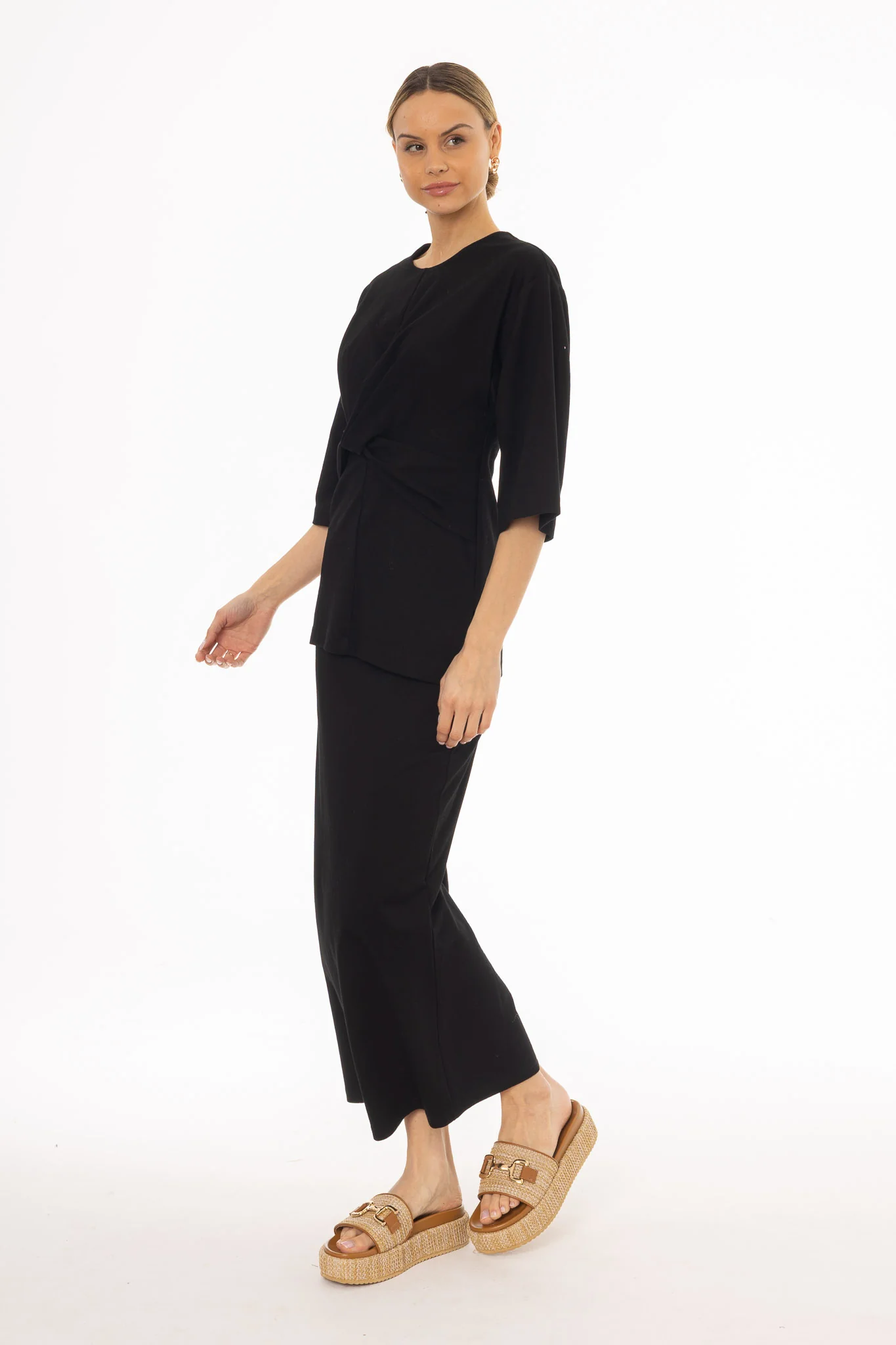 Black Textured Skirt Legging - Image 4