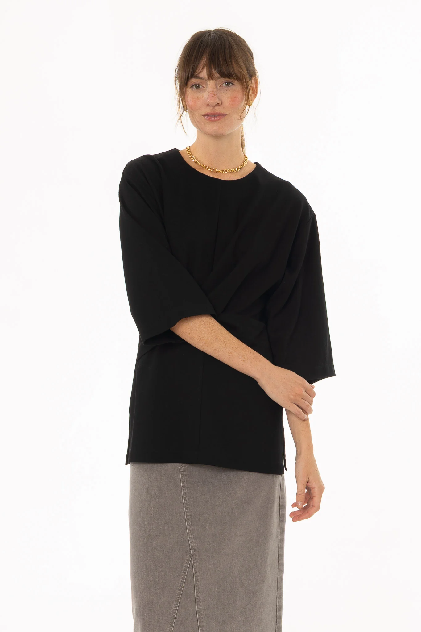 Black Textured Twist Top - Image 2