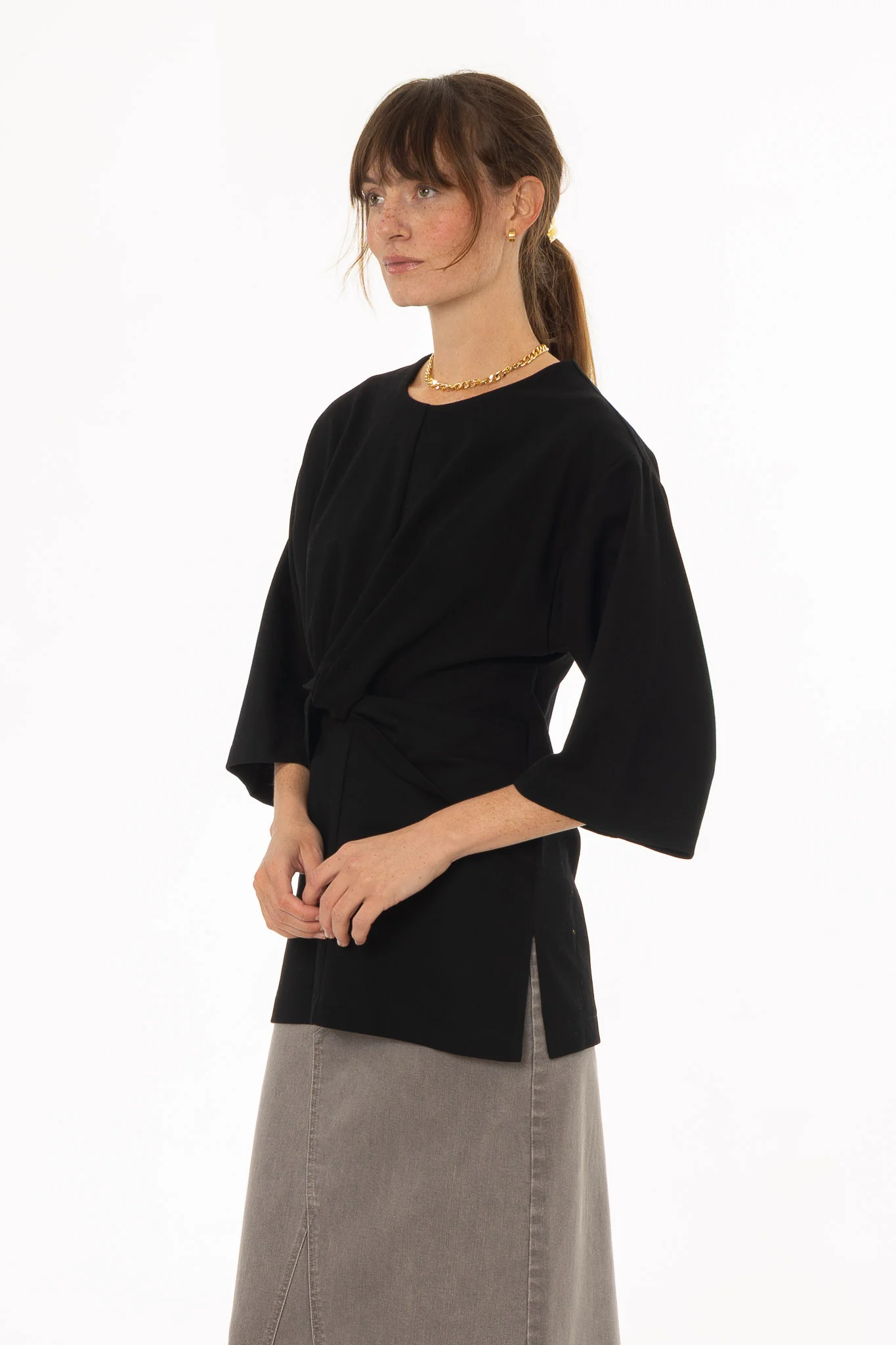 Black Textured Twist Top - Image 3