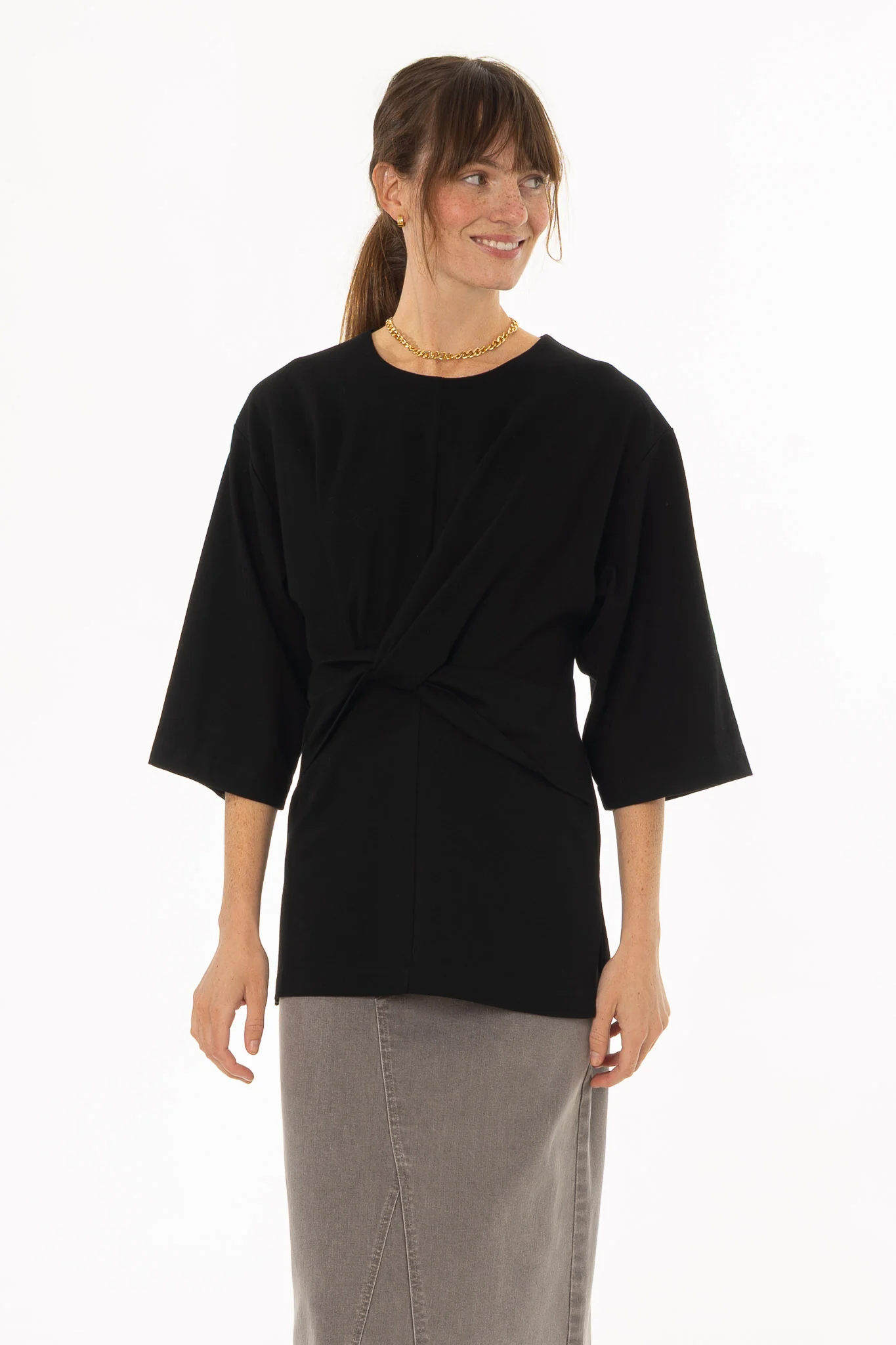 Black Textured Twist Top - Image 4