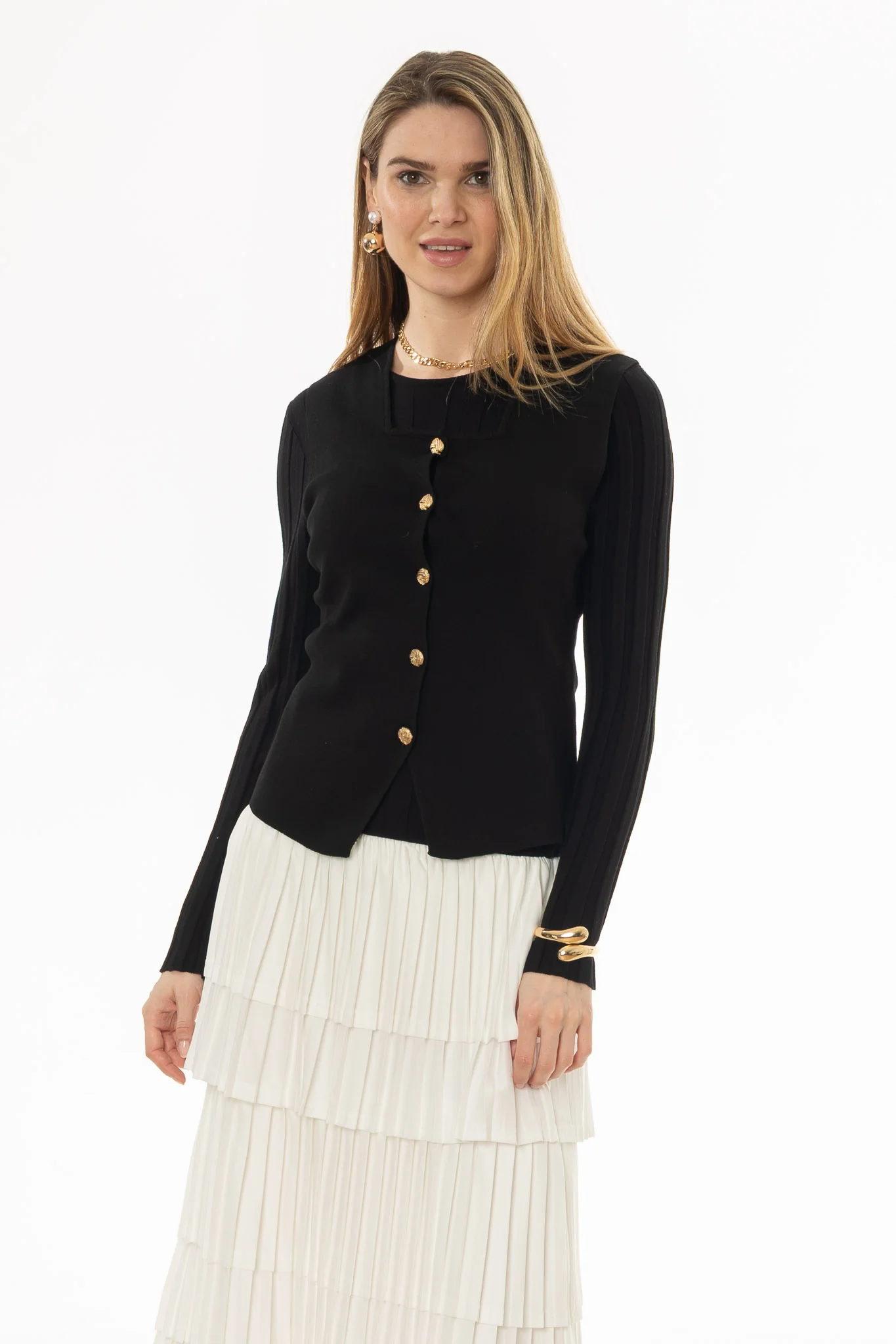 Black Thin Knit Overlay