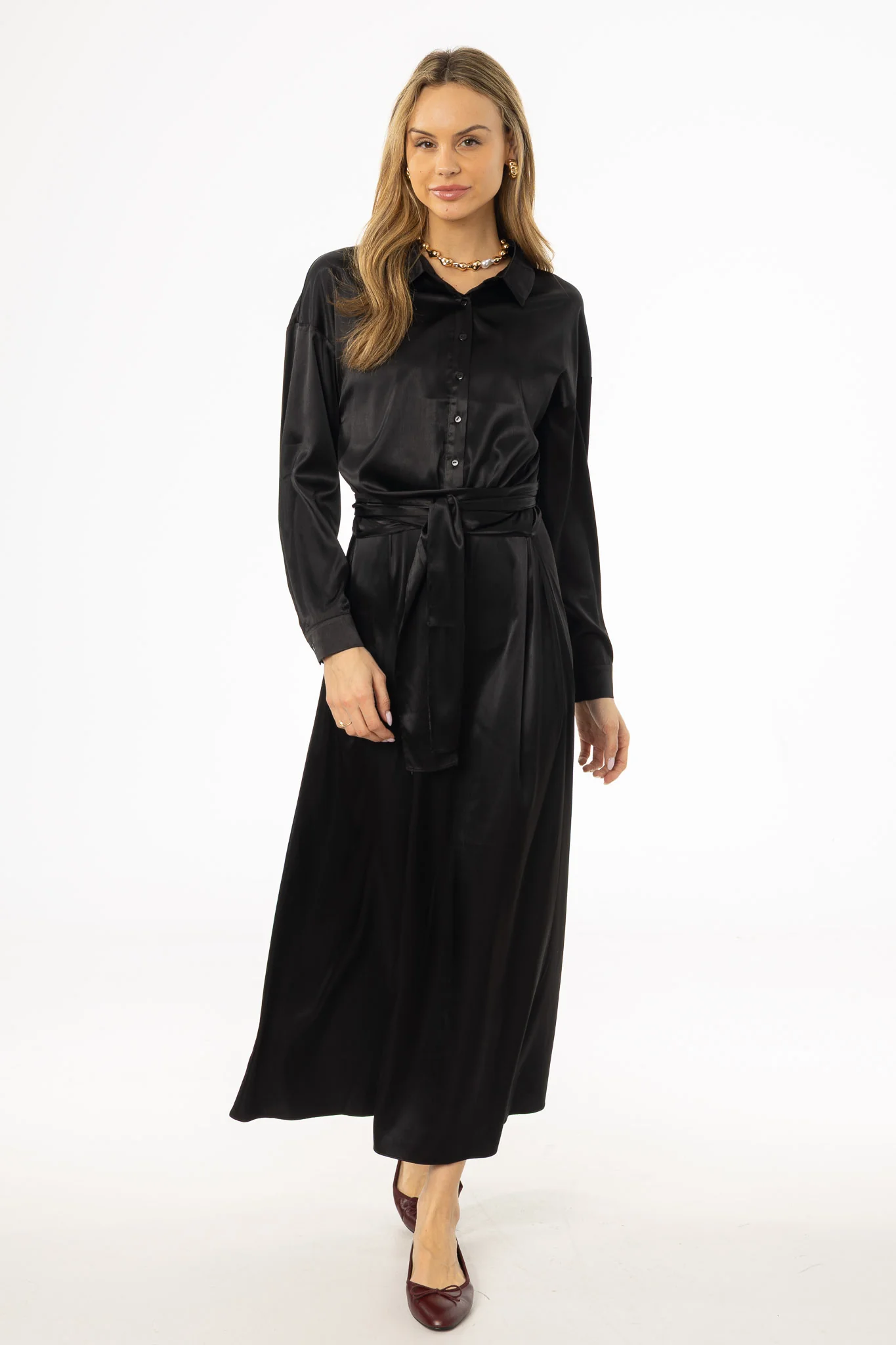 Black Tie Silk Dress - Image 2