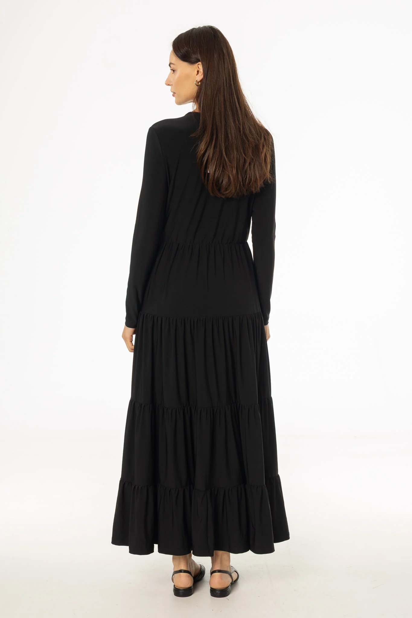 Black Tiered Maxi Dress - Image 3