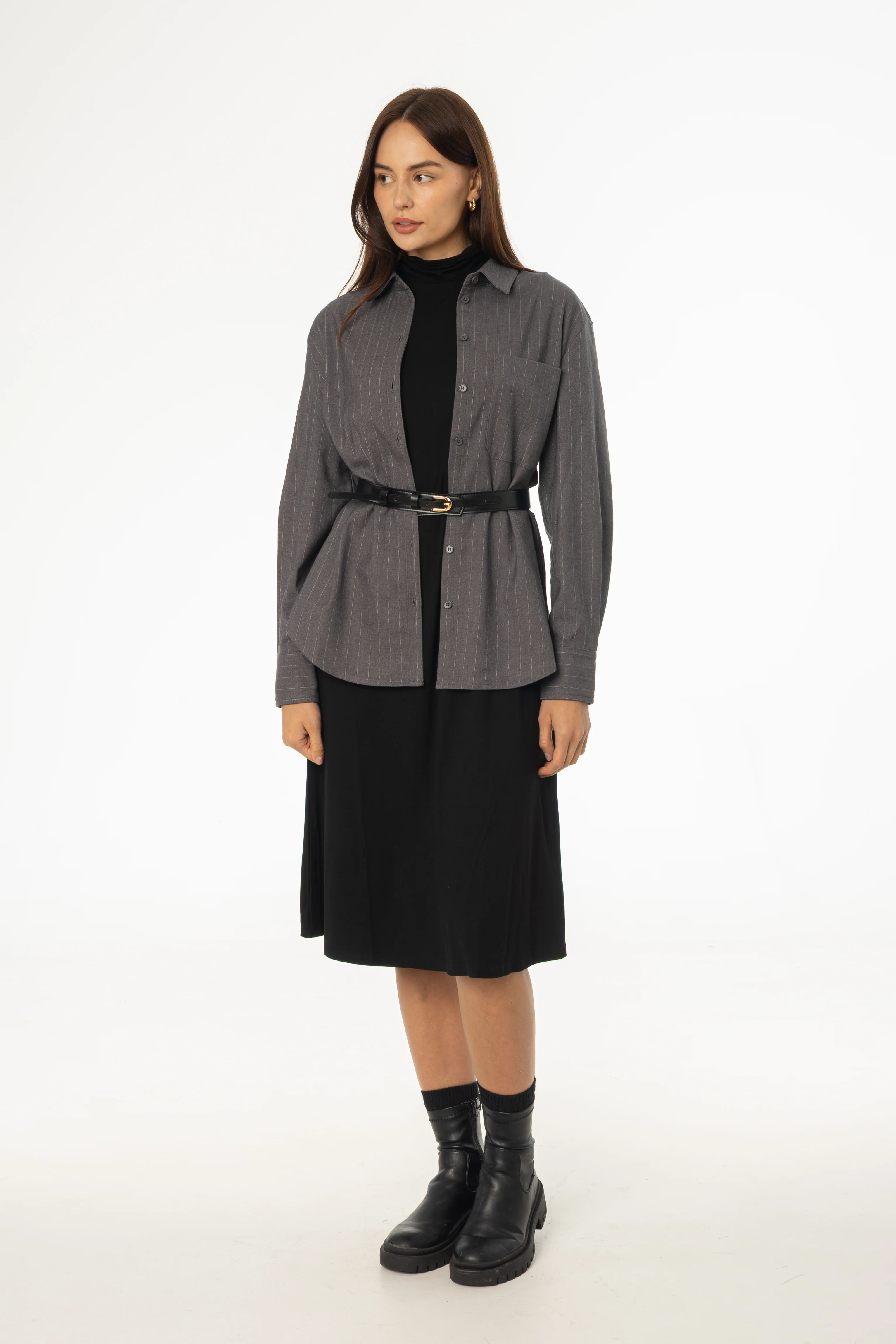 Black Turtleneck Swing Dress