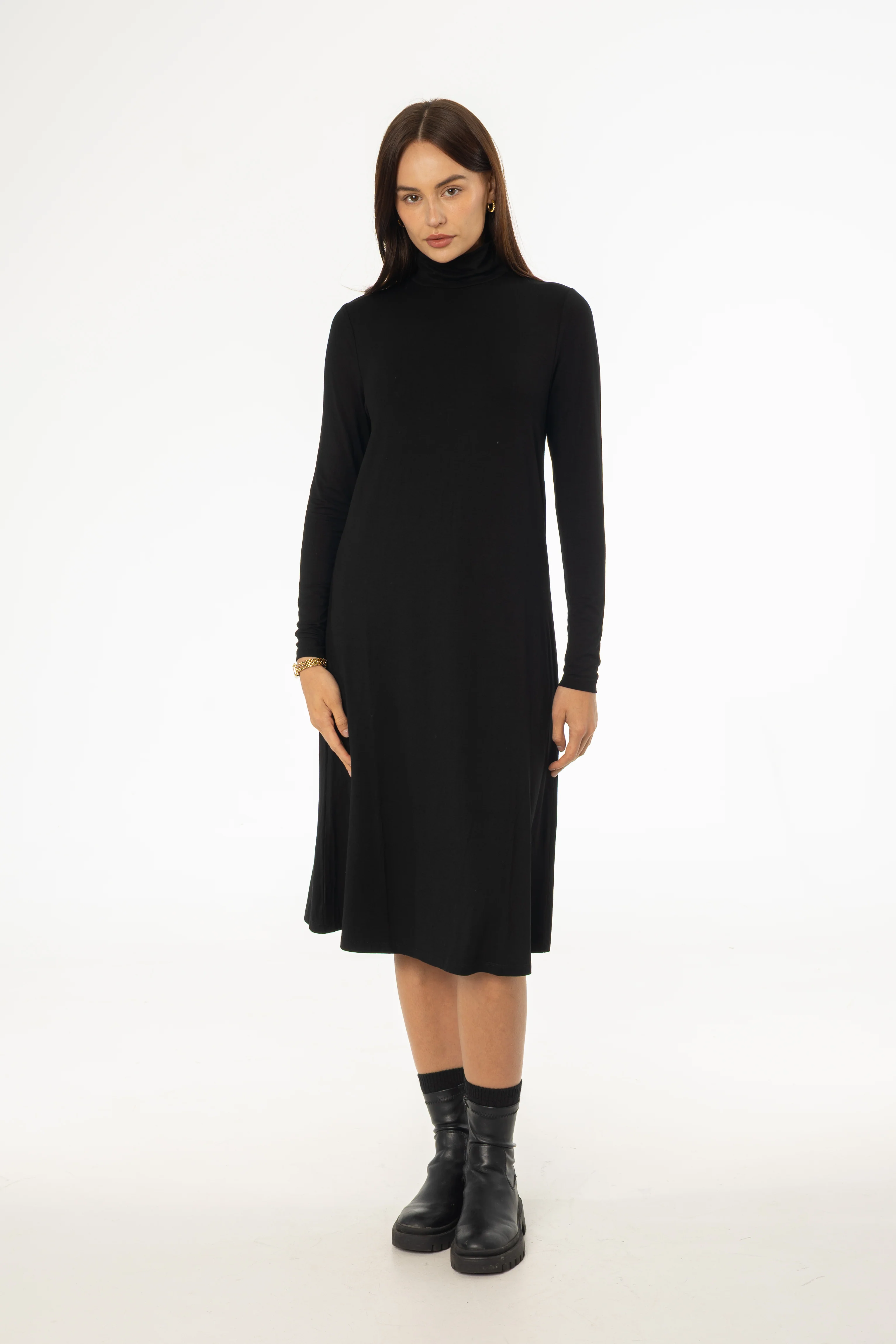 Black Turtleneck Swing Dress - Image 2