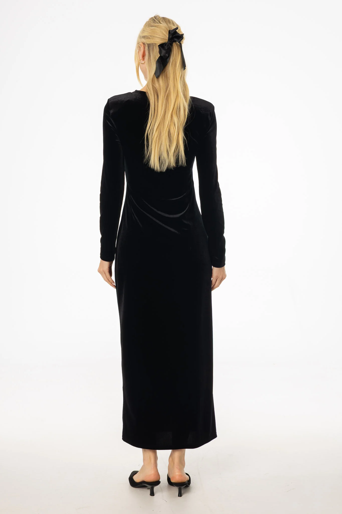 Black Twist Velour Maxi Dress - Image 4