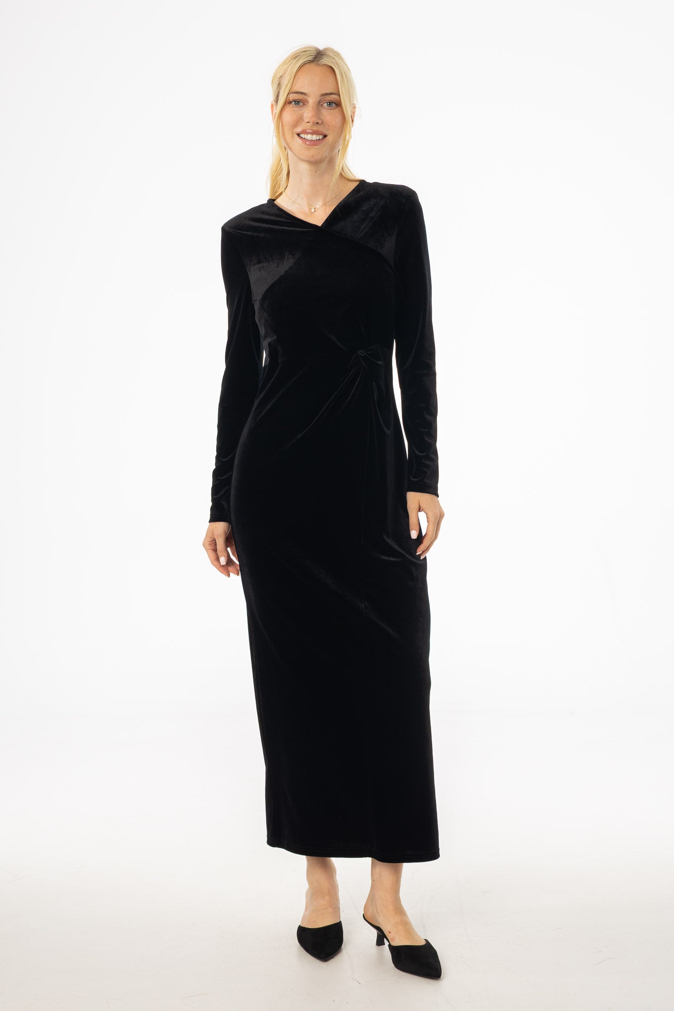 Black Twist Velour Maxi Dress - Image 5