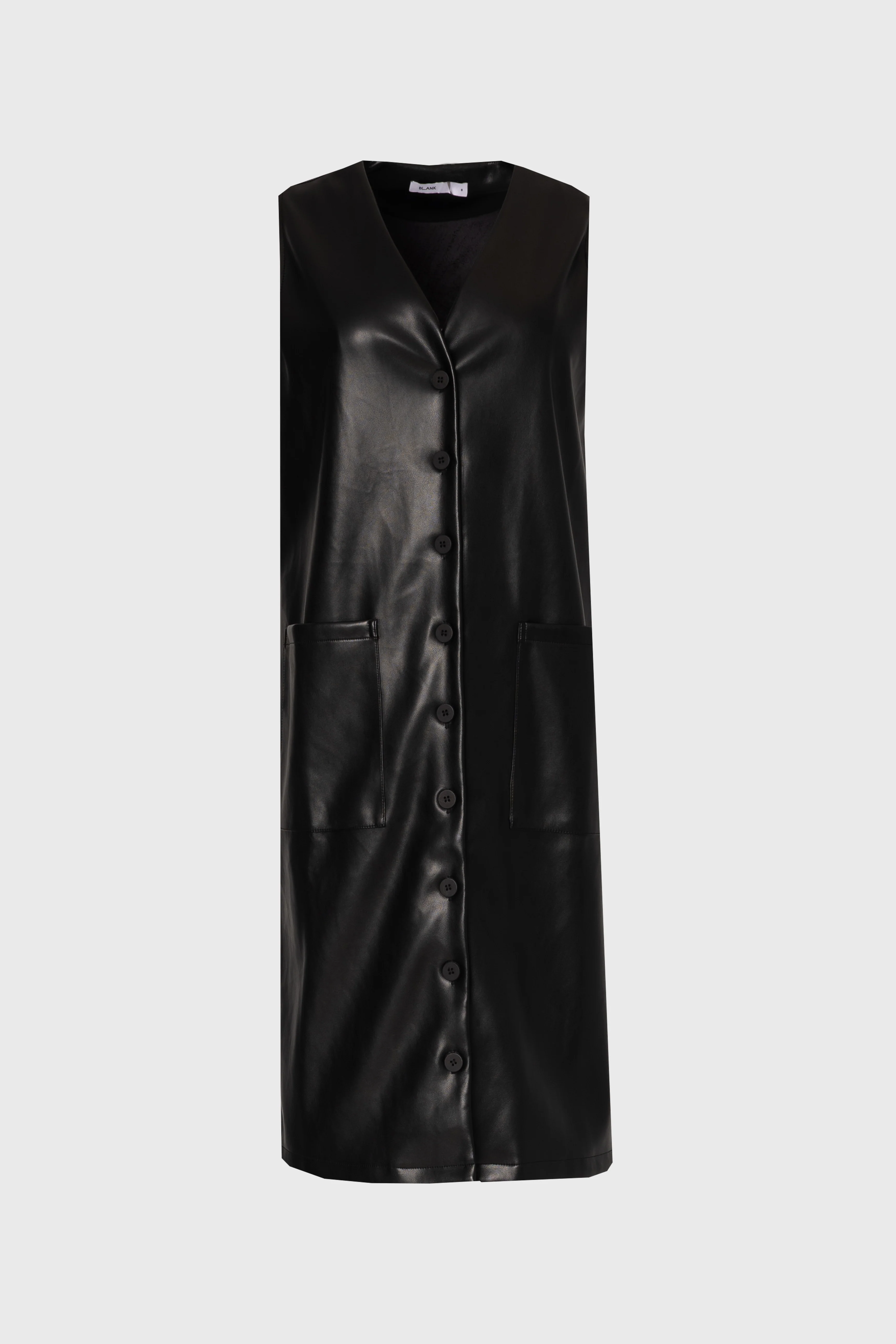 Black Vegan Leather Vest Dress - Image 5