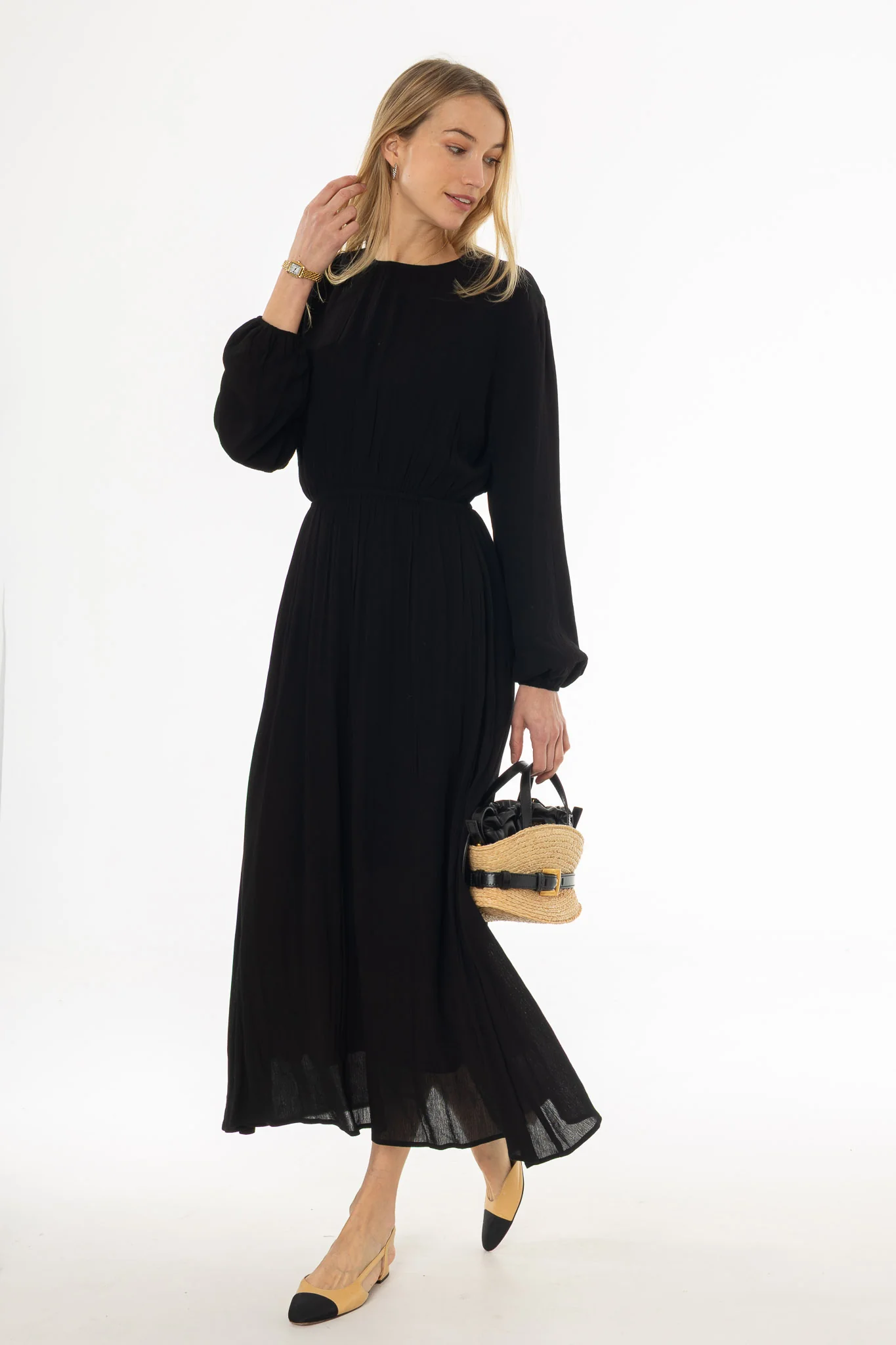 Black Waisted Maxi Dress - Image 4