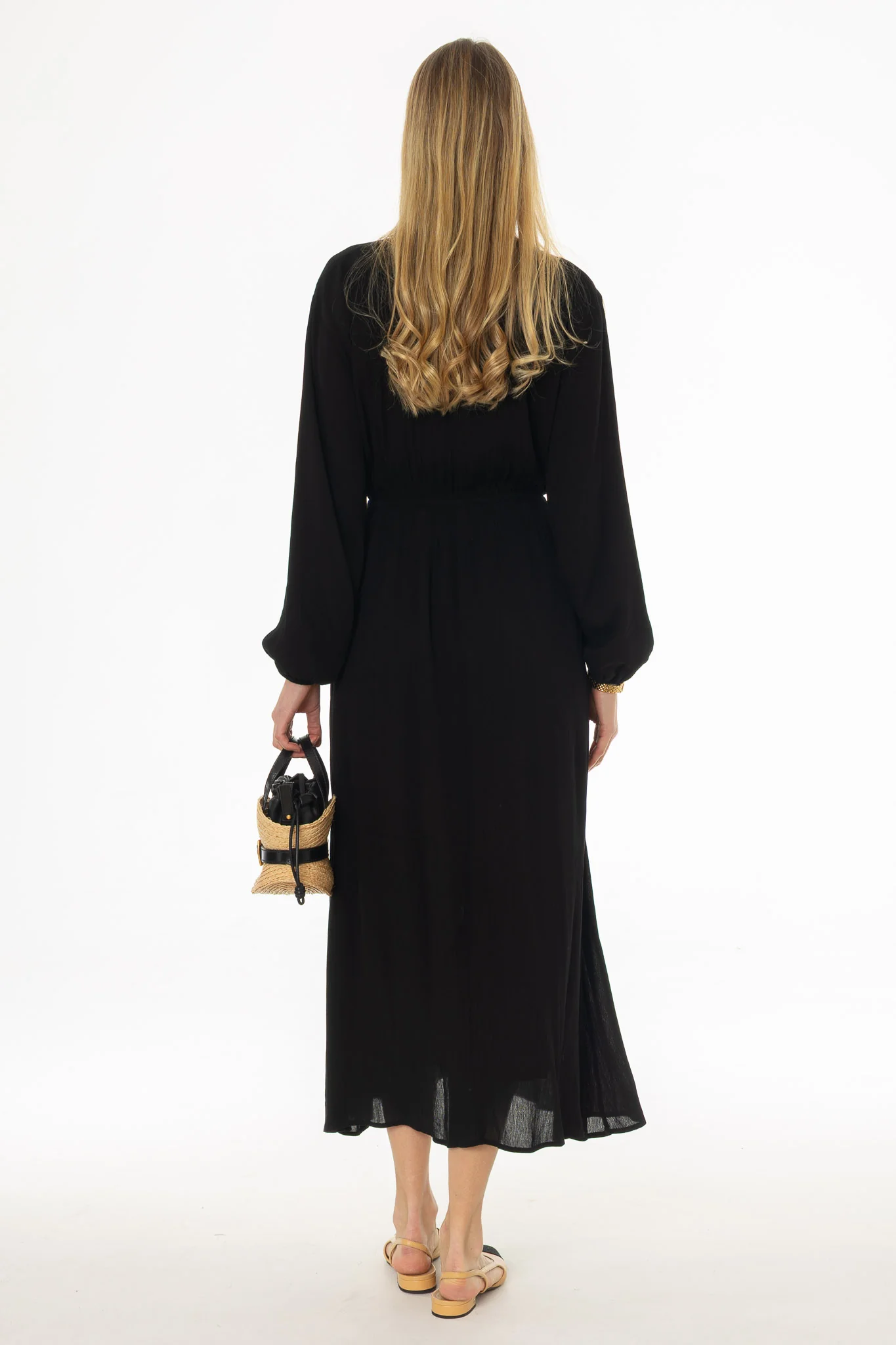 Black Waisted Maxi Dress - Image 5