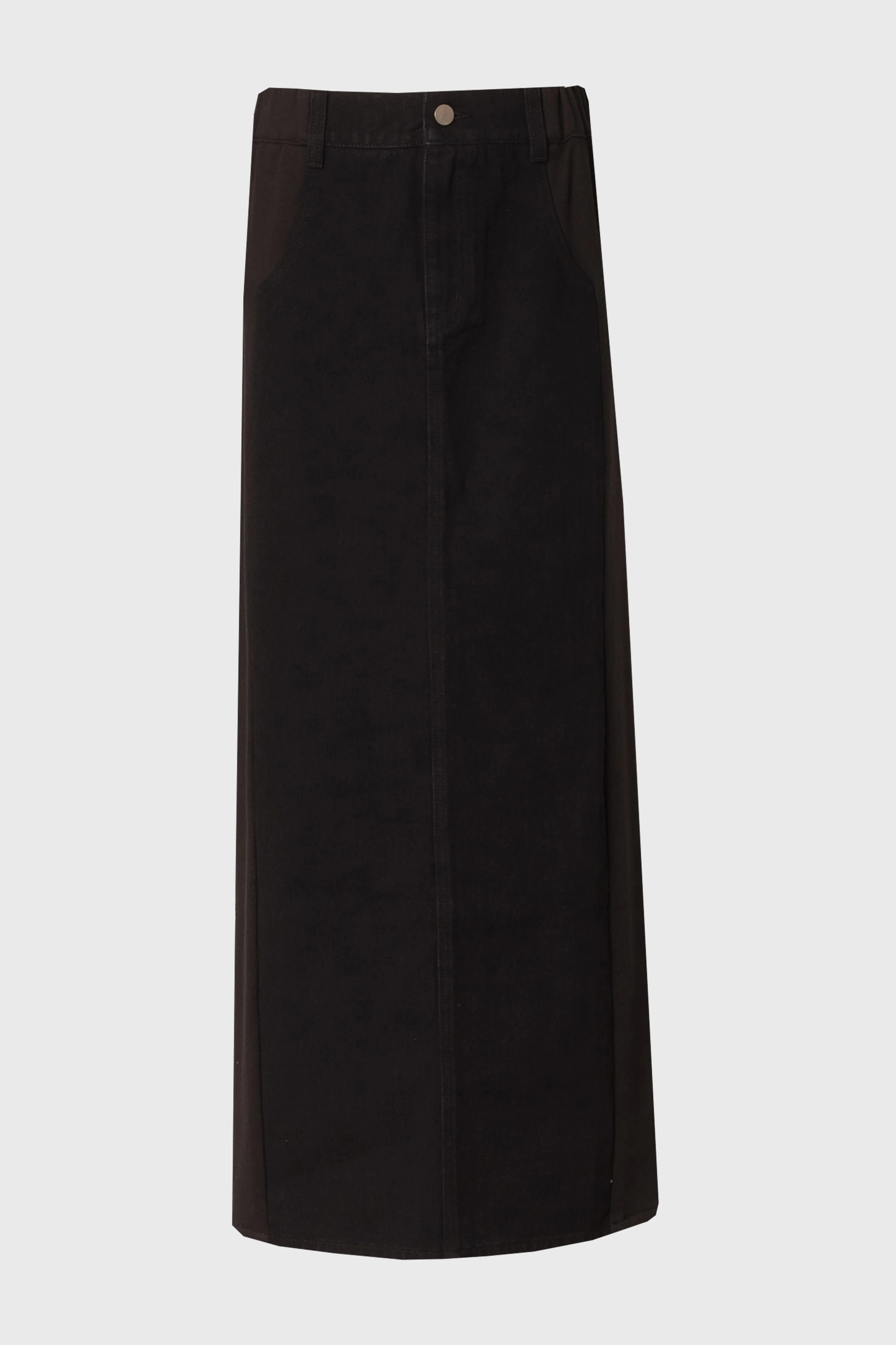 Black Wash Denim Combo Maxi Skirt - Image 6