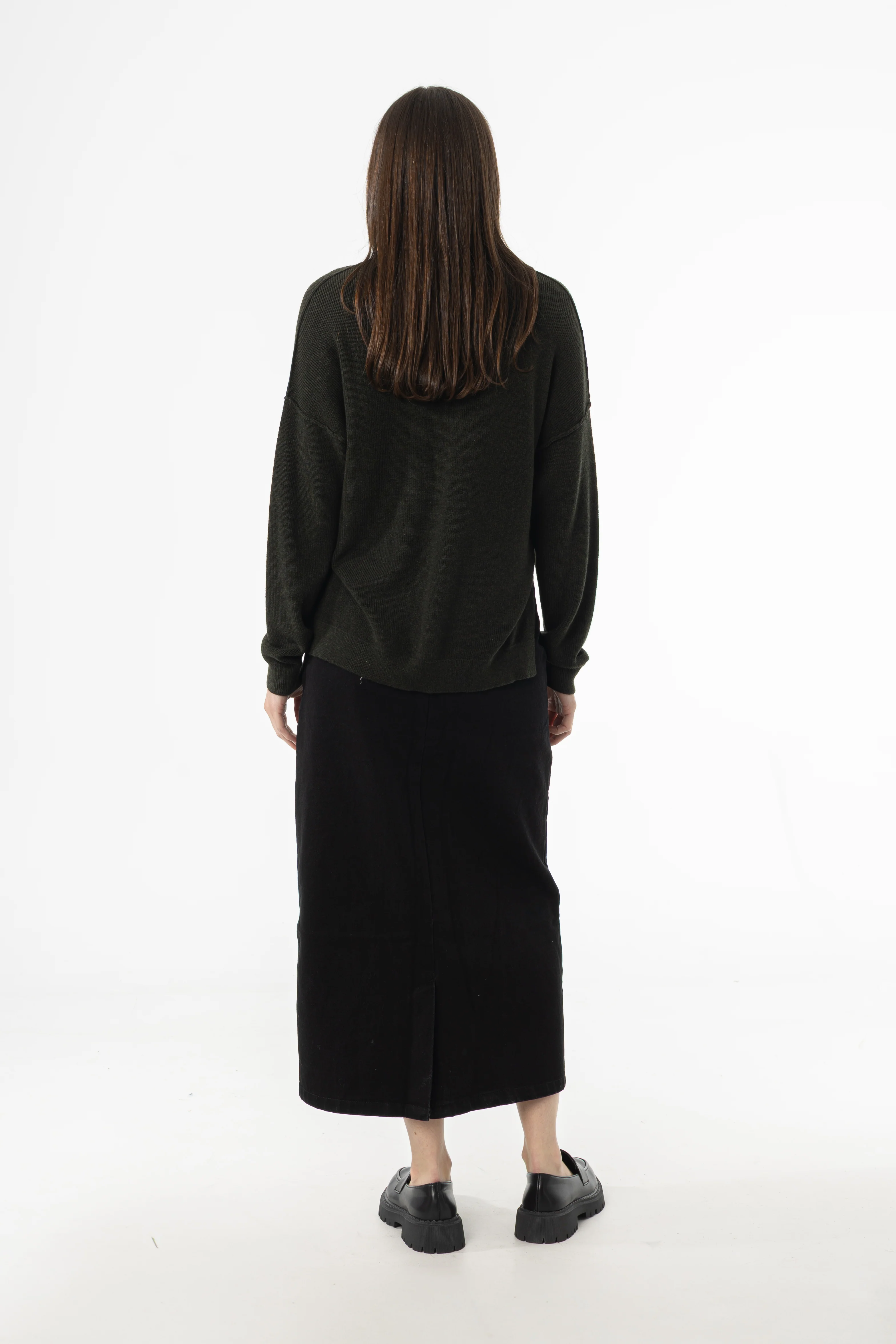 Black Exposed Pocket Denim Skirt - Image 3