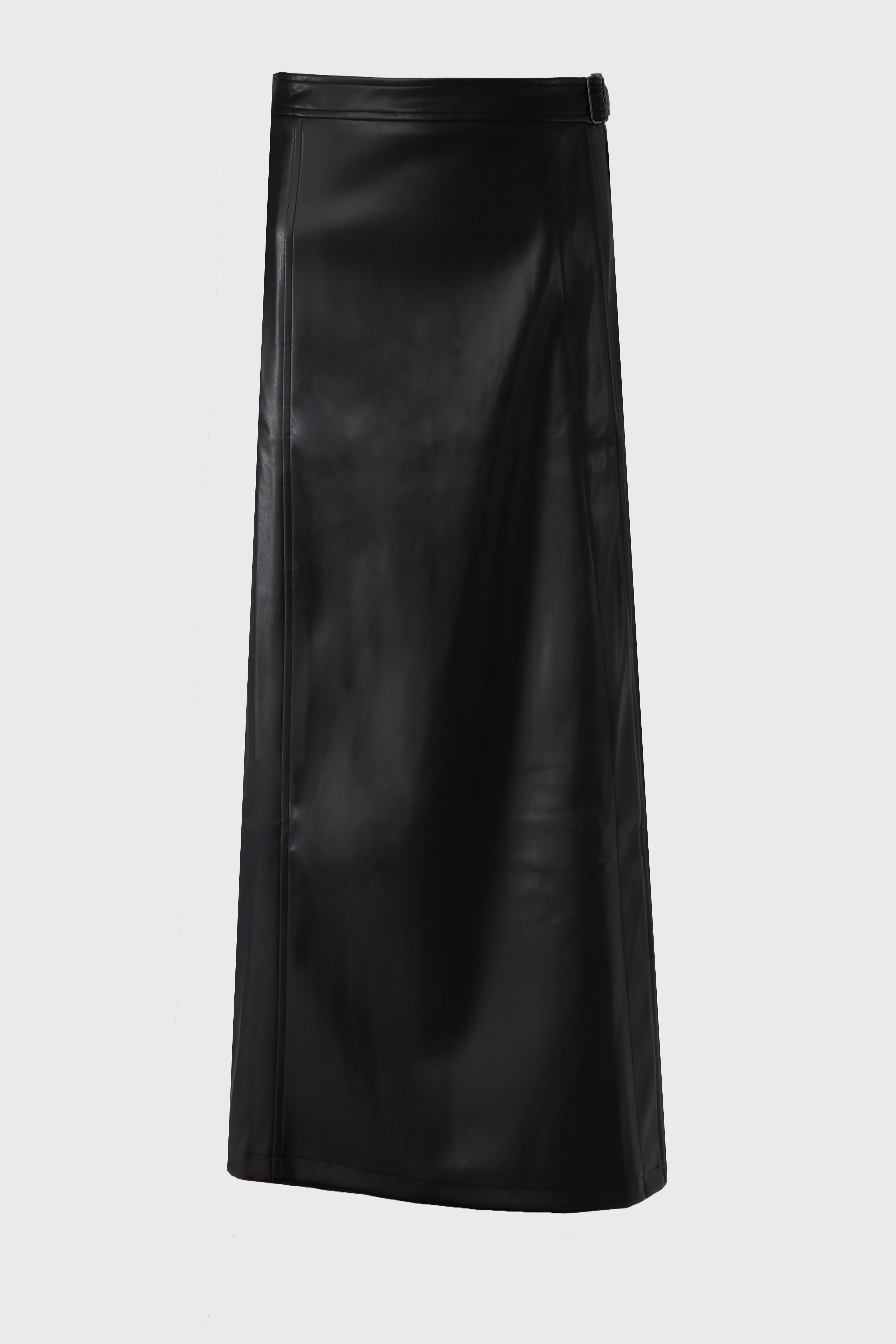 Black Wrap Vegan Leather Maxi Skirt - Image 5