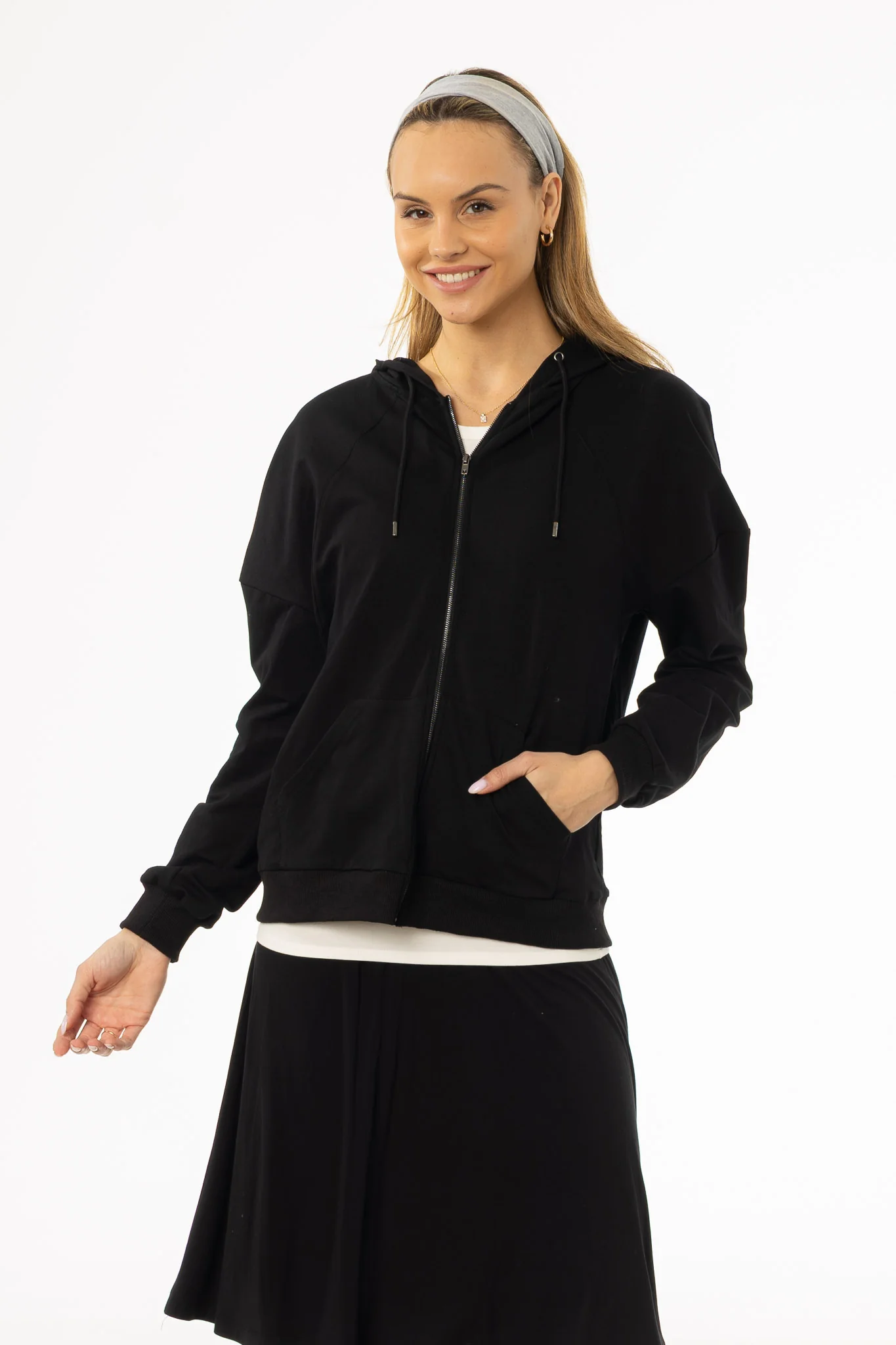 Black Zip Up Sweatshirt - Image 2
