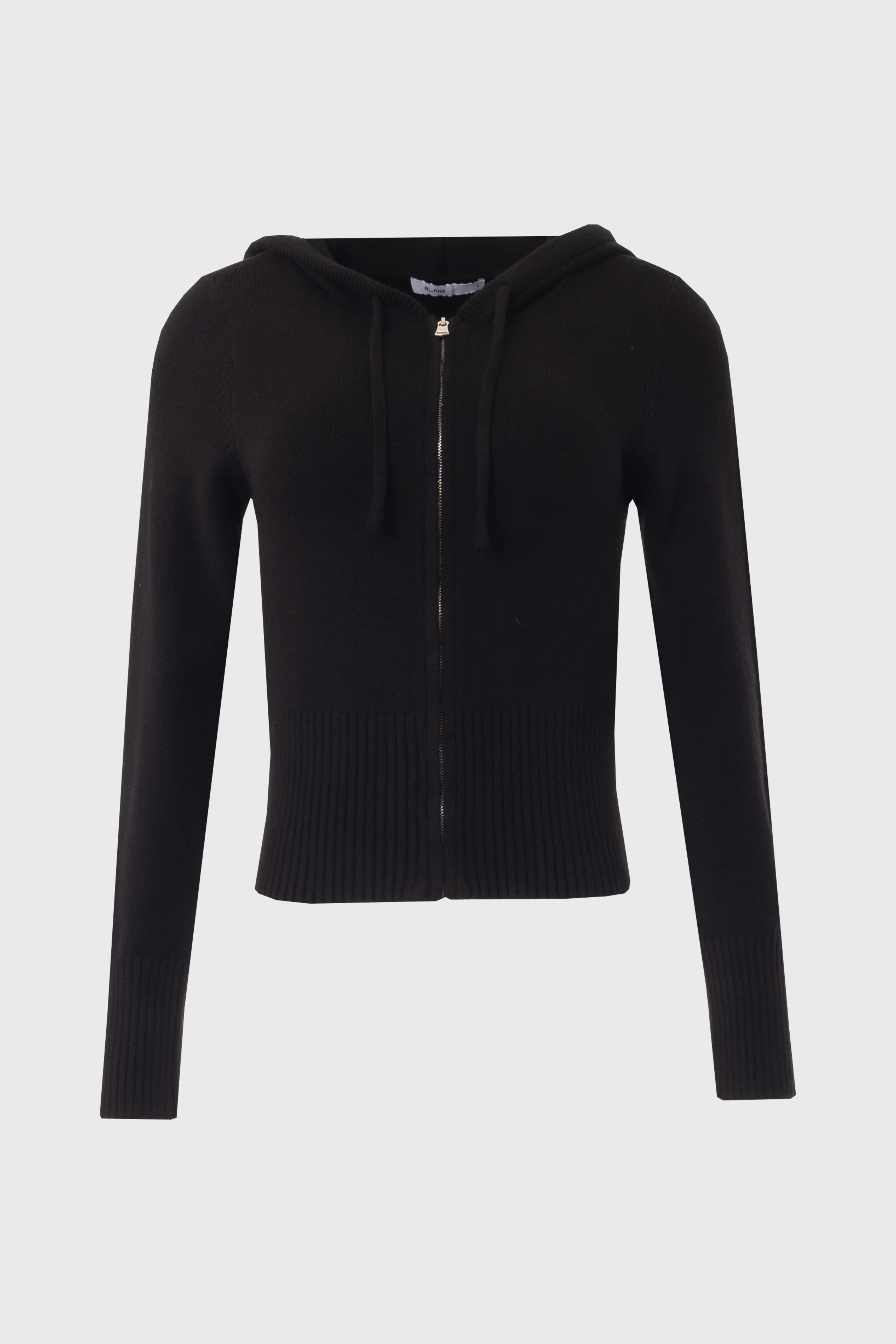 Black Zipper Knit Hoodie - Image 6