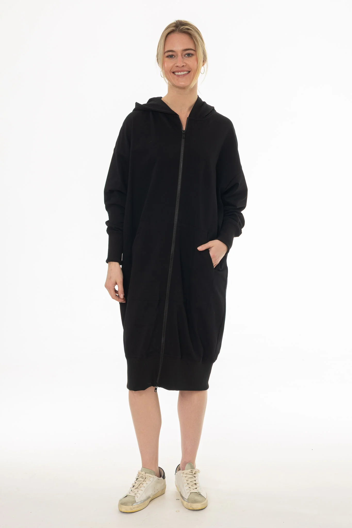 Black Zipper Sweatshirt Dress - Image 5