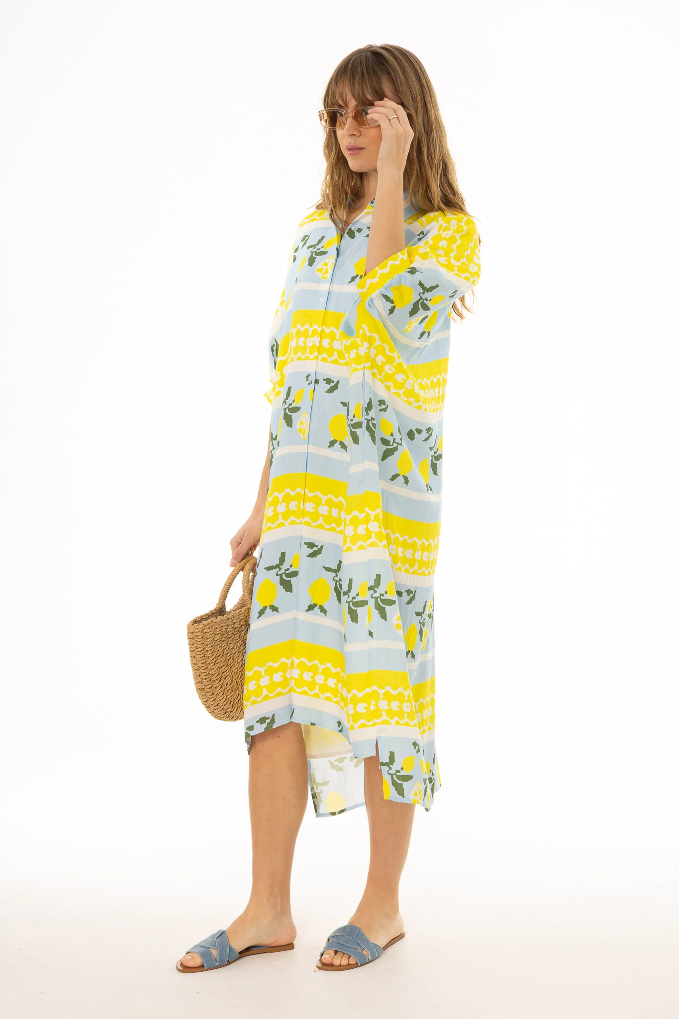 Blue And Yellow Oversized Shirt Dress - Image 3