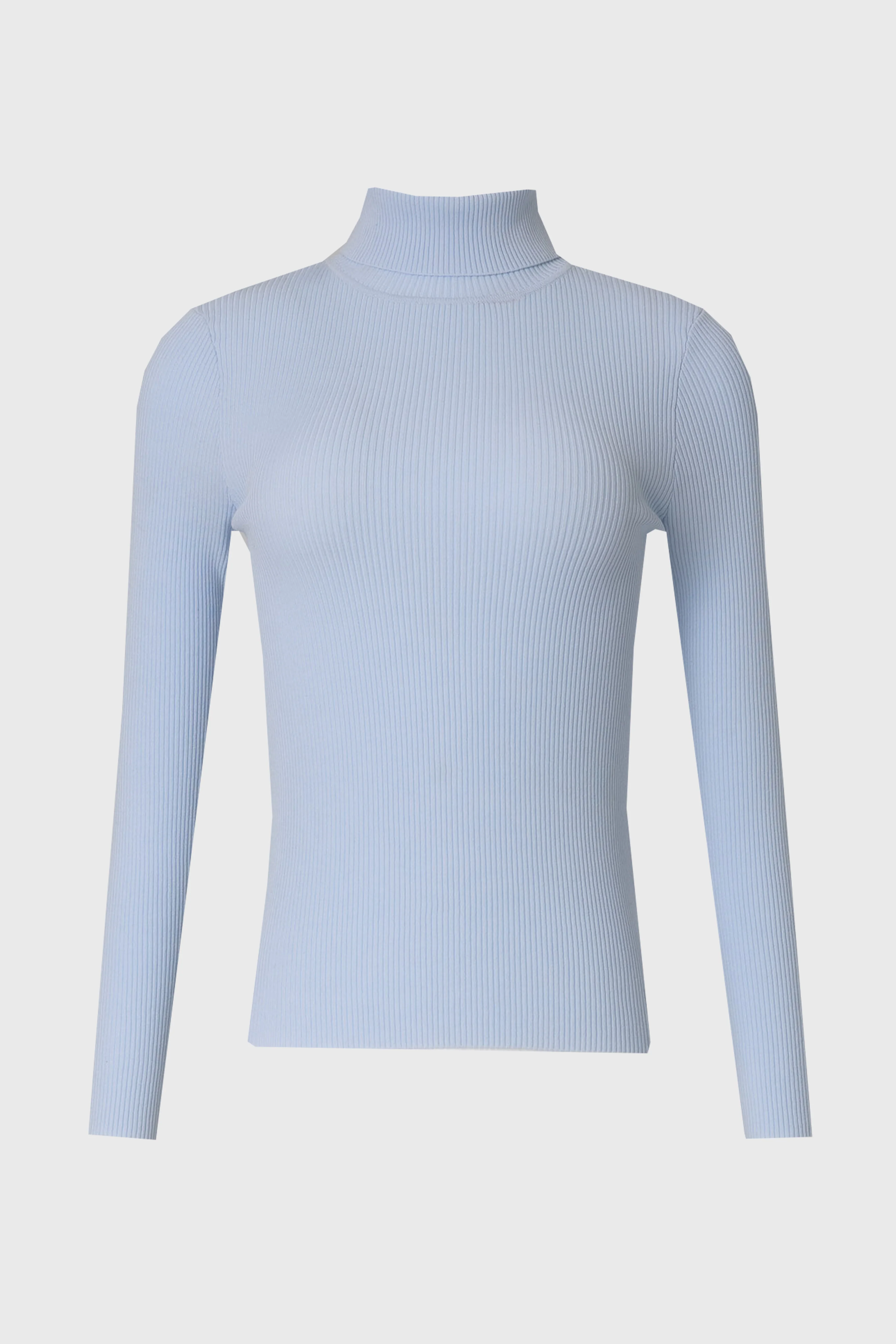 Blue Basic Ribbed Knit Turtleneck - Image 5