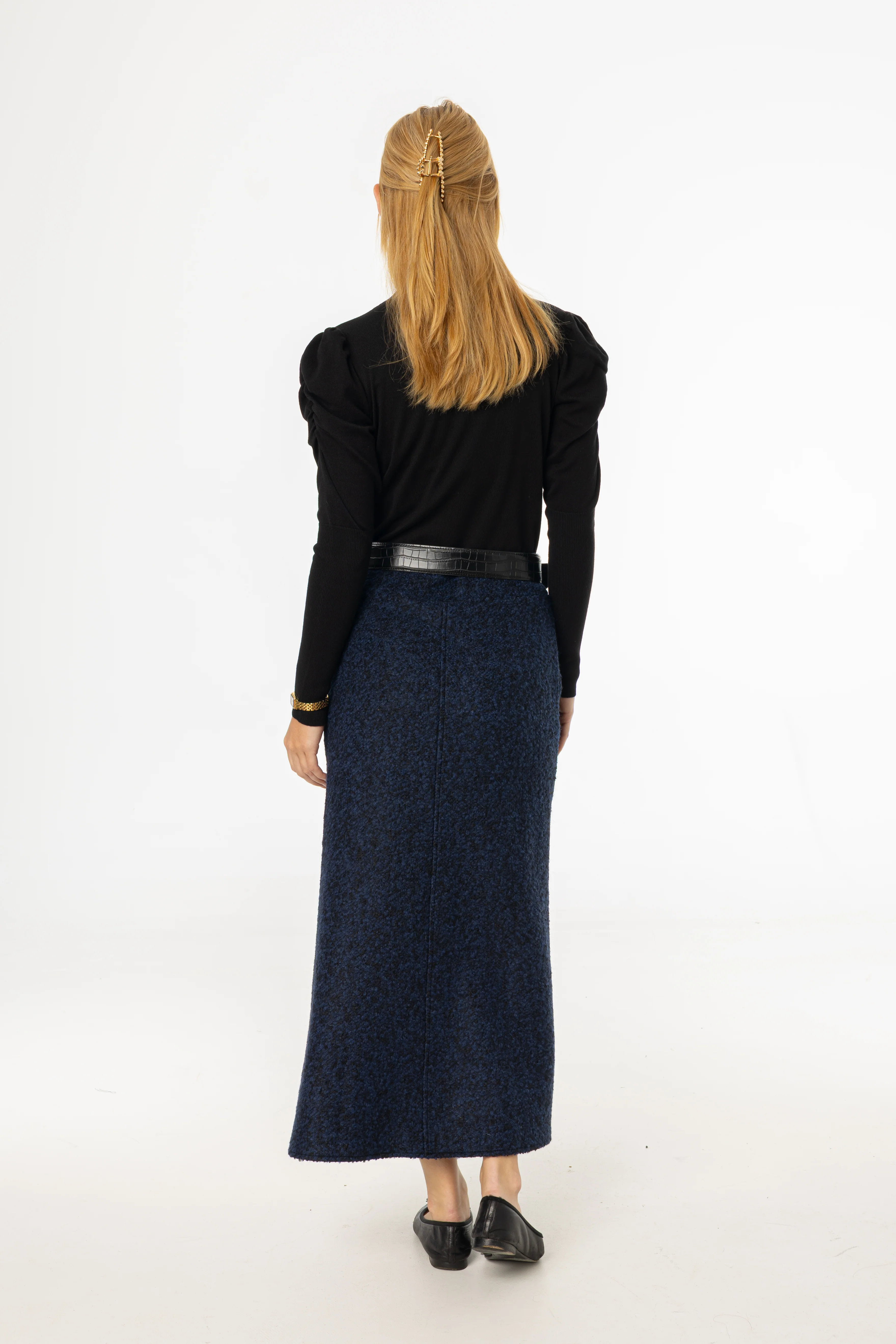 Blue Boucle Maxi Skirt - Image 3