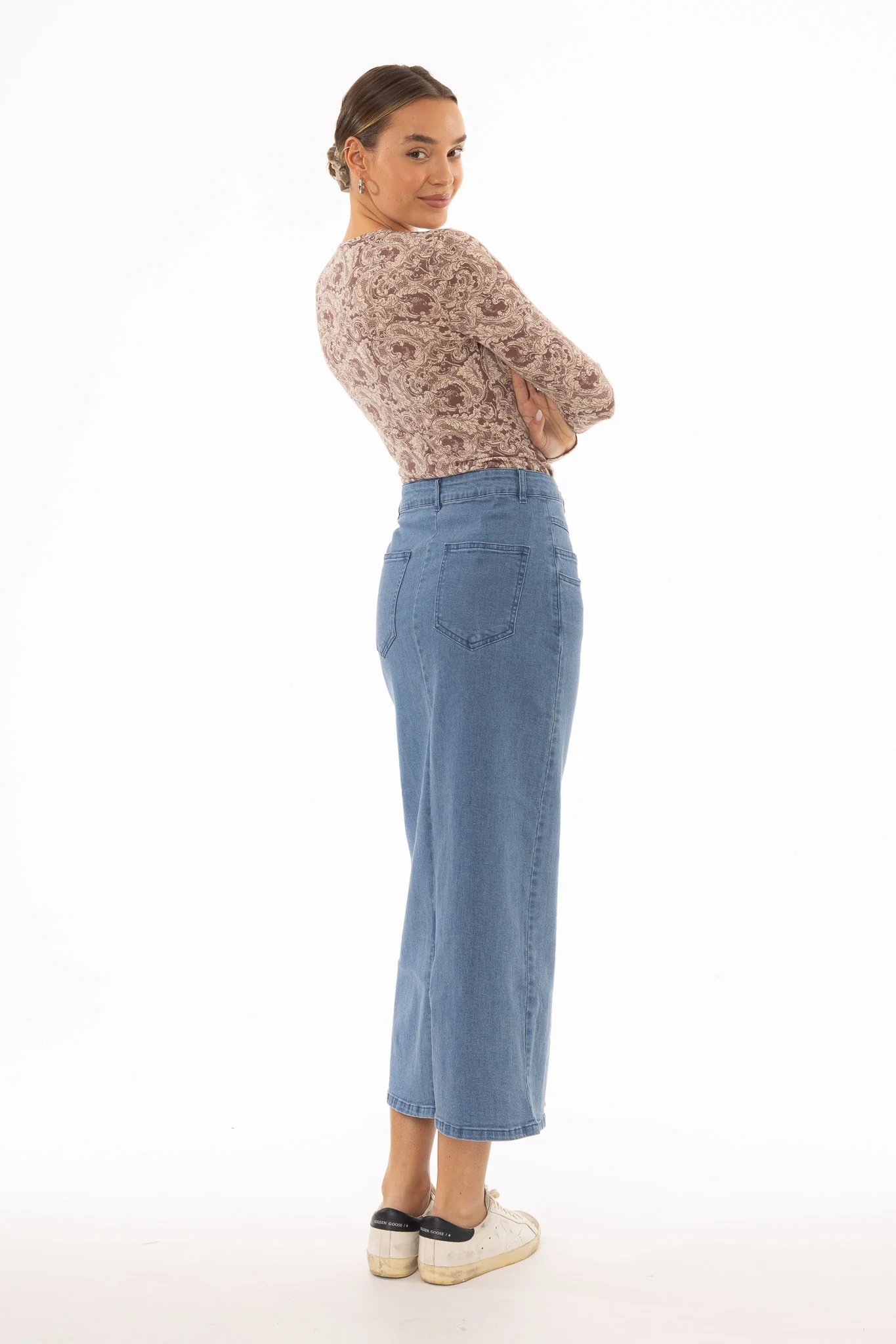 Blue Coin Pocket Denim Maxi Skirt - Image 3