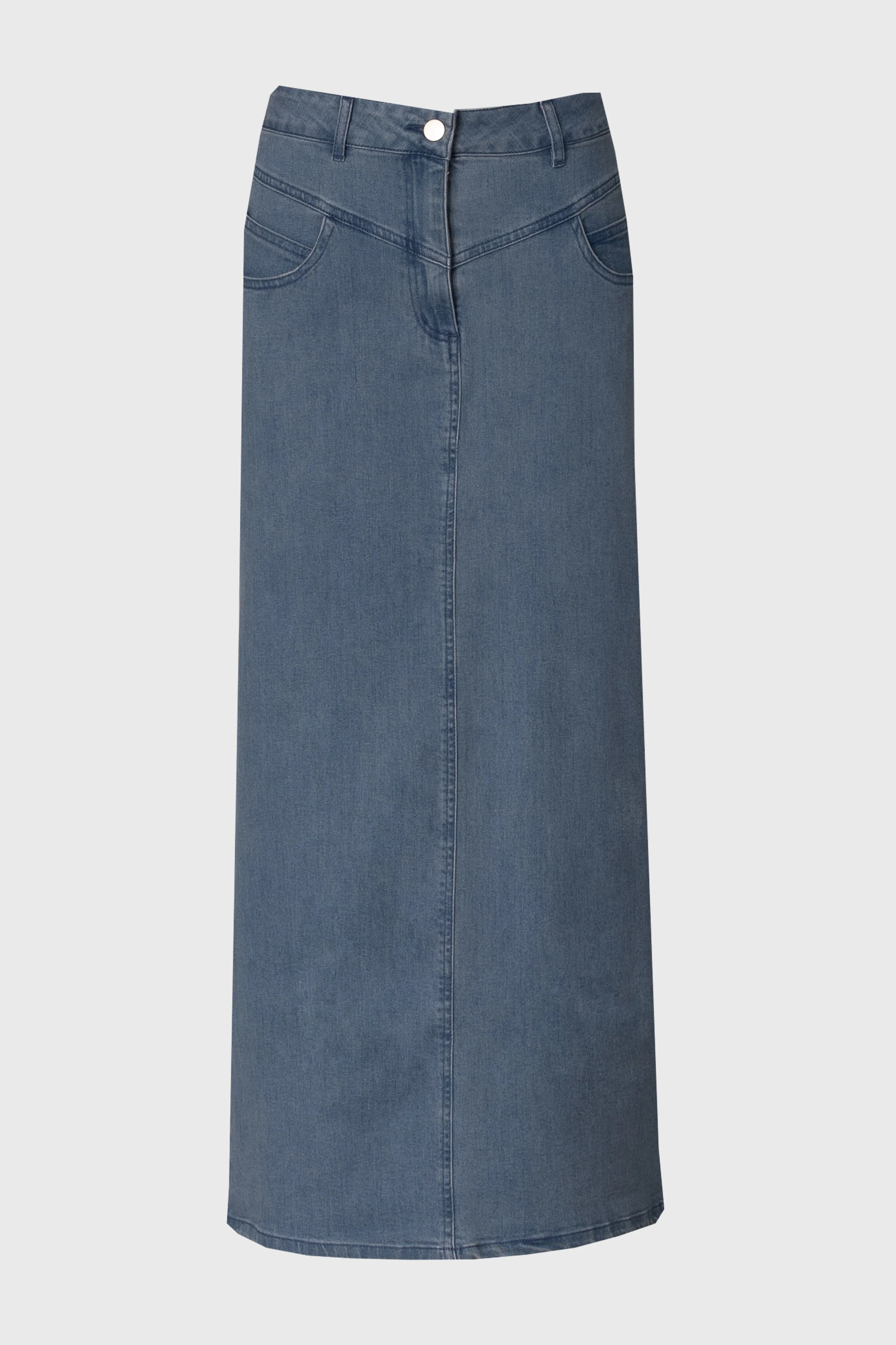 Blue Coin Pocket Denim Maxi Skirt - Image 5