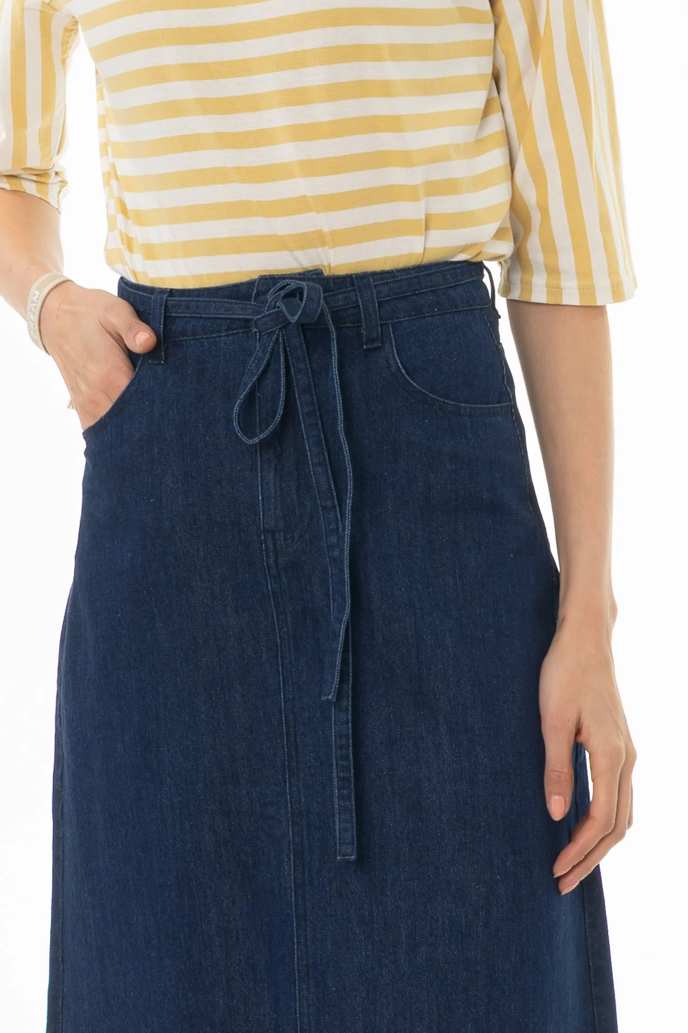 Blue Denim A-Line Maxi Skirt - Image 2