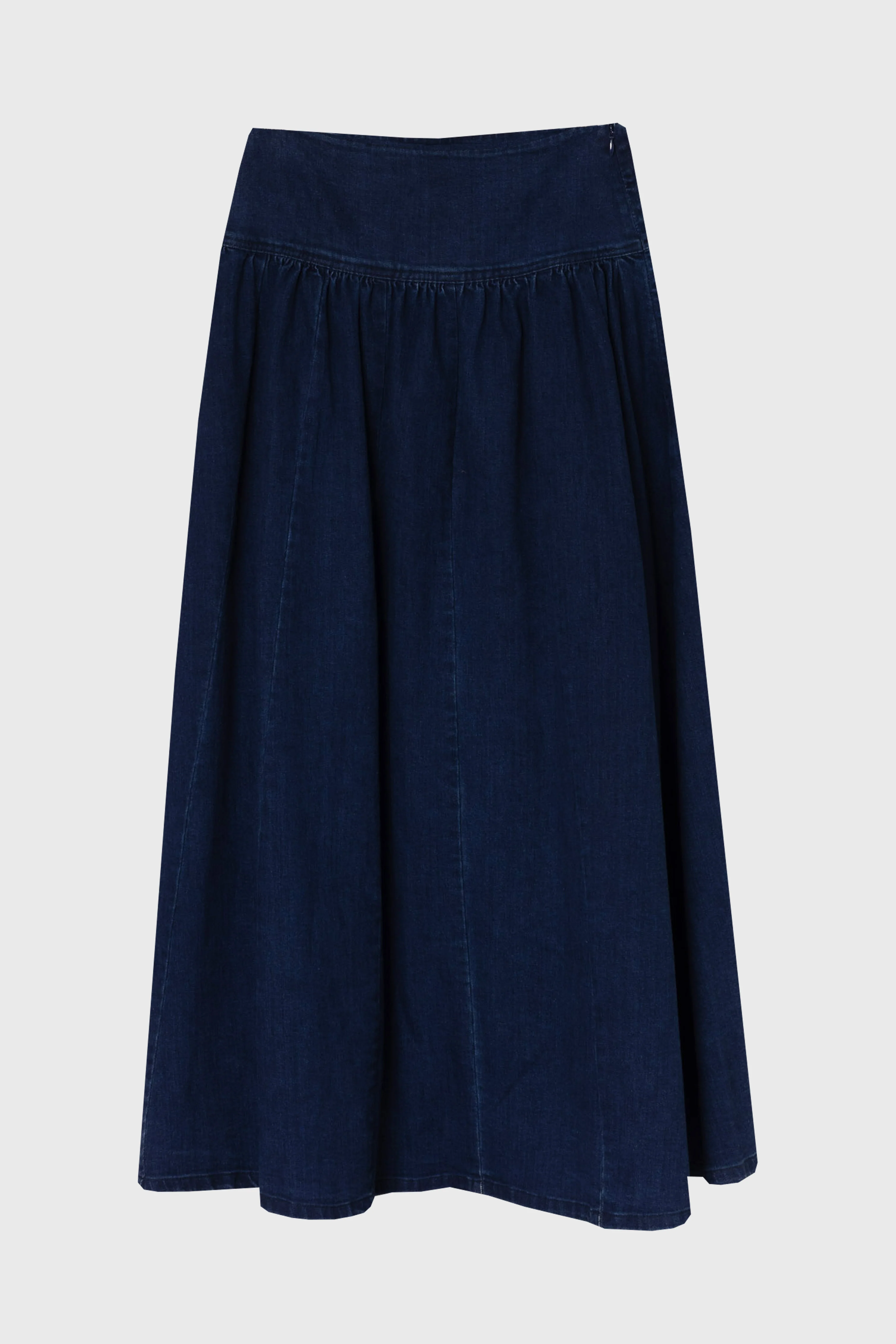 Blue Denim Gathered Maxi Skirt - Image 6