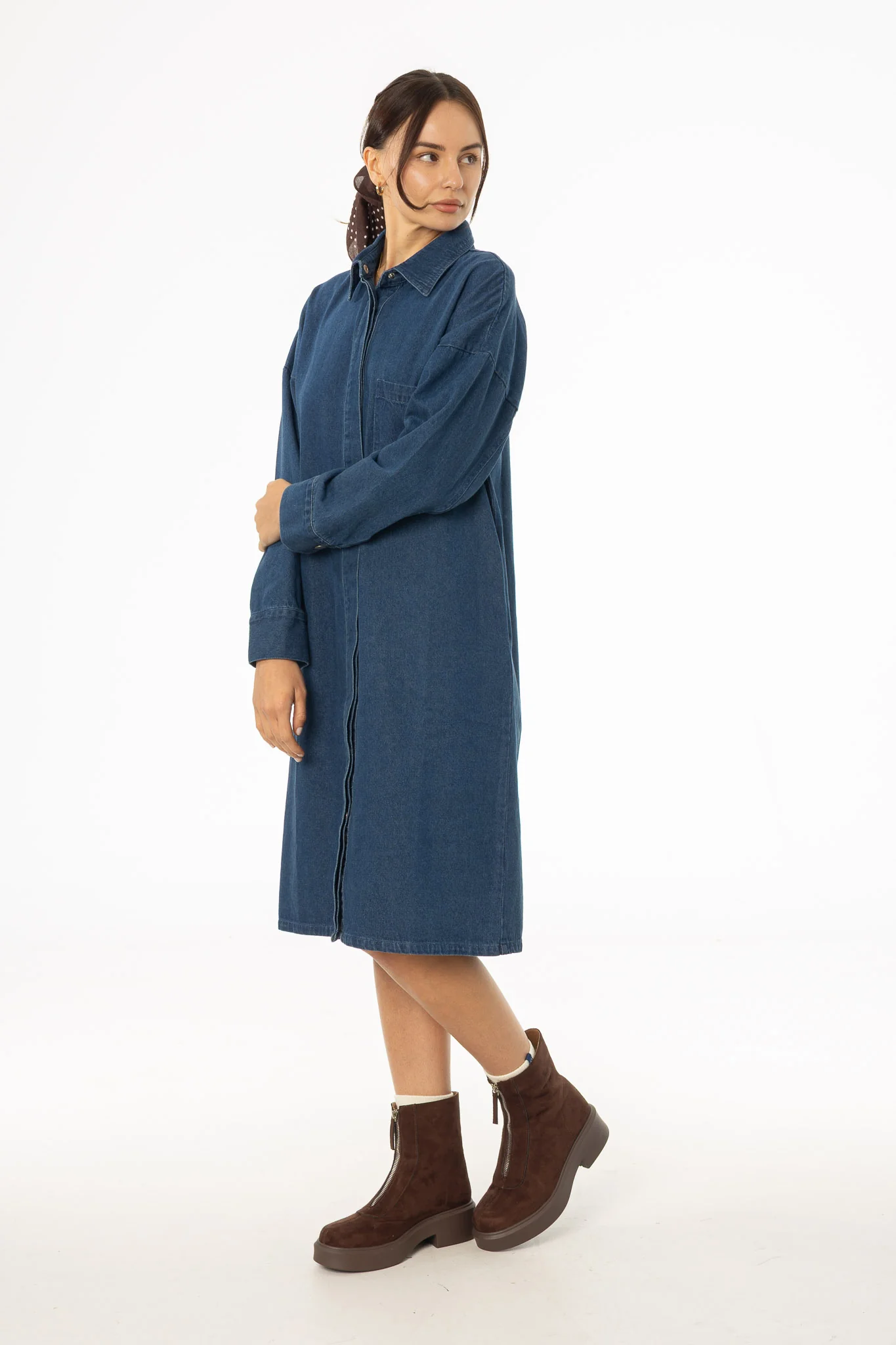 Blue Denim Shirt Dress - Image 4