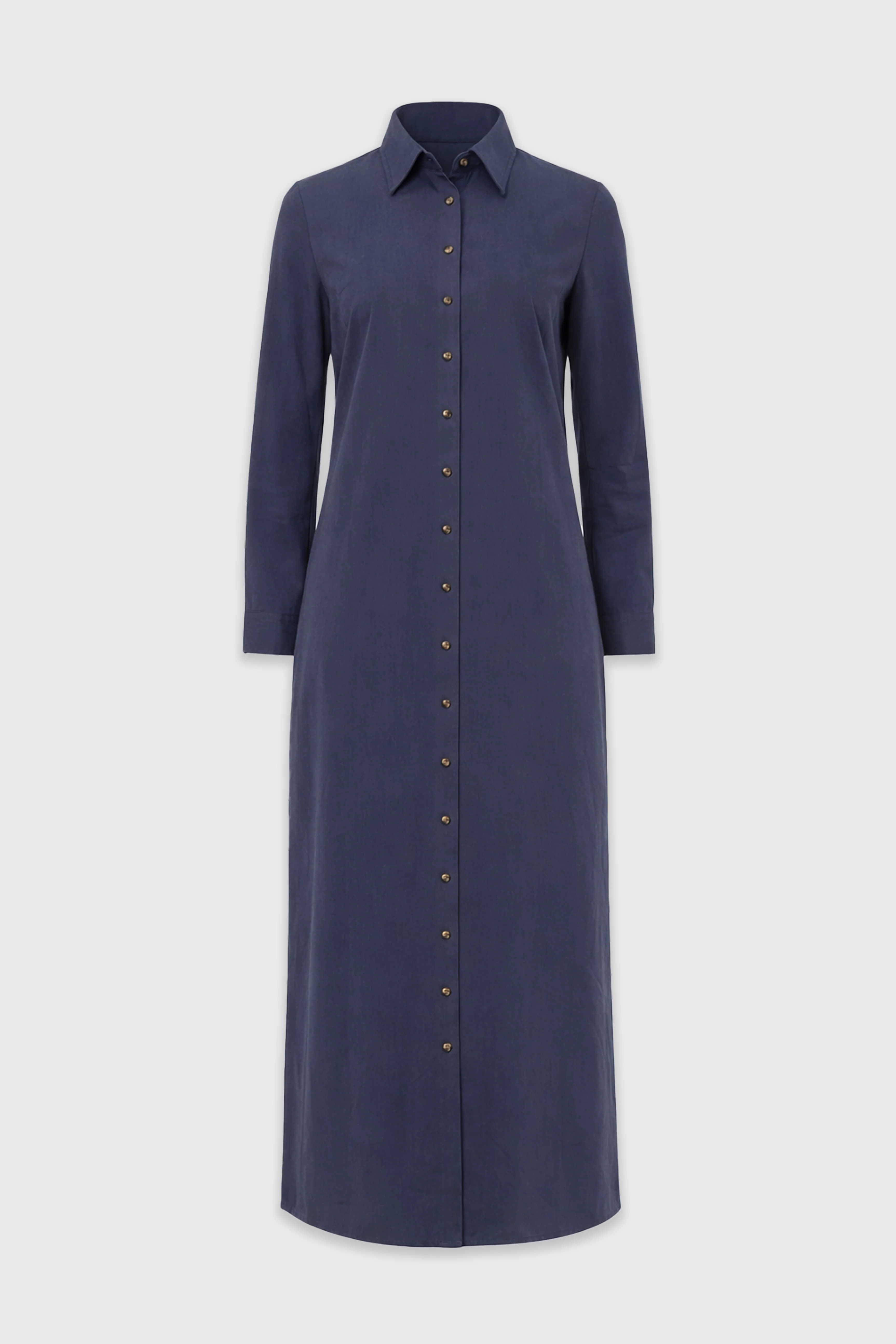 Blue Double Button Maxi Shirt Dress - Image 6