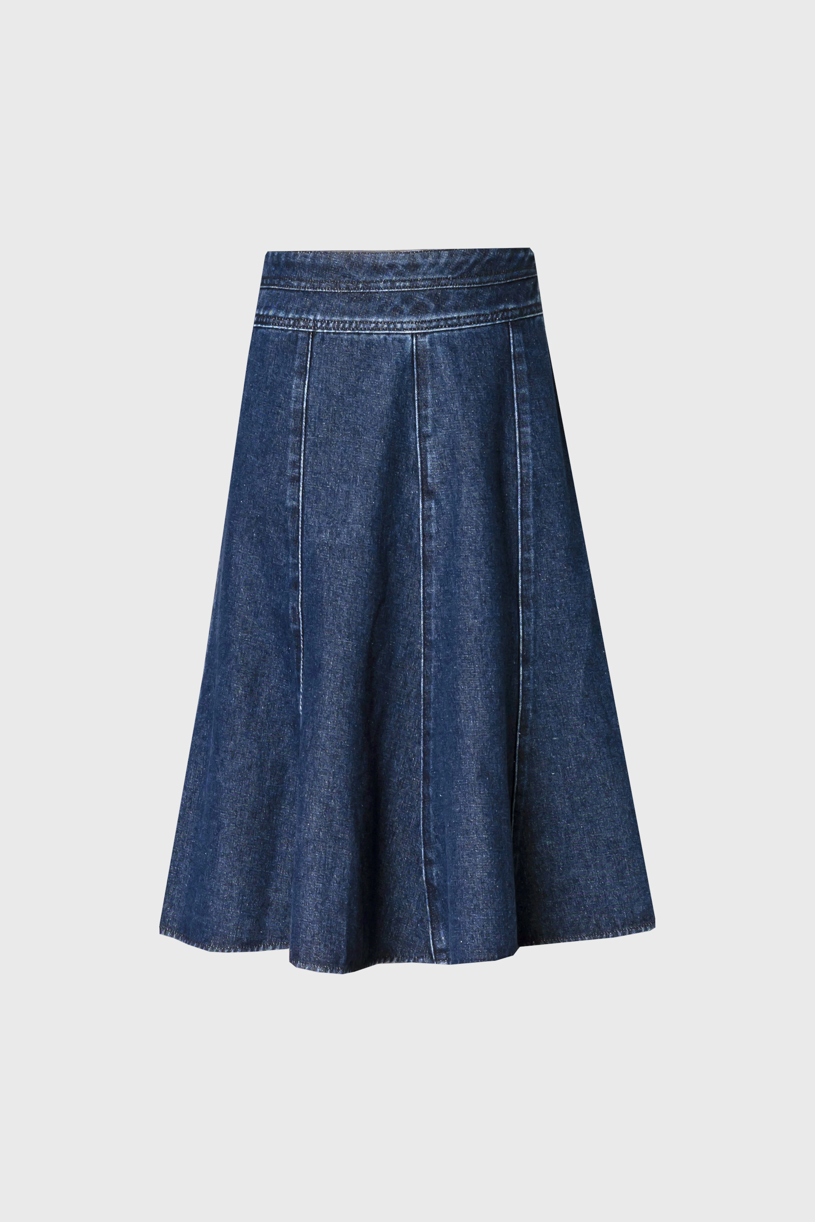 Blue Flared Denim Skirt - Image 5